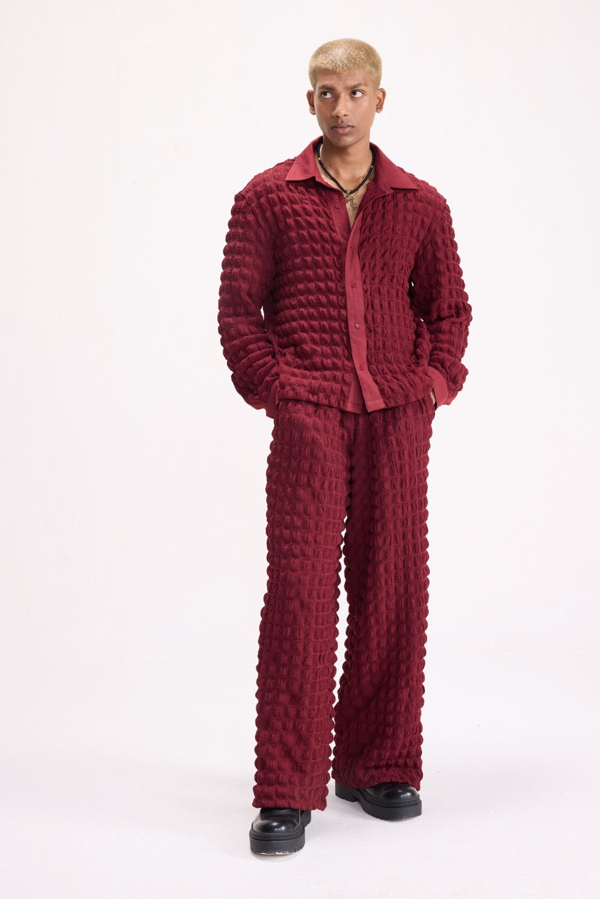 PURE CHAOS – Maroon Stretch Waffle Co-ord
