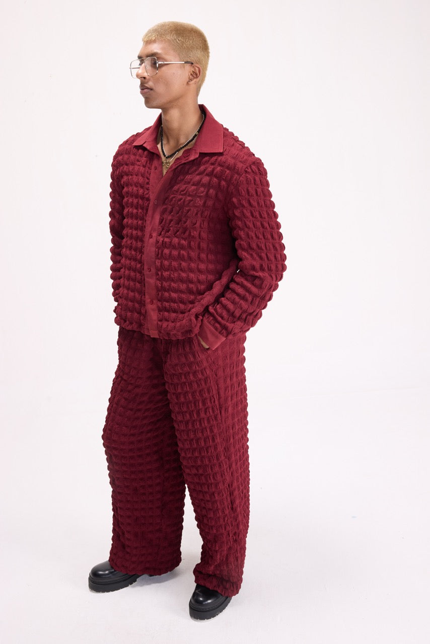 PURE CHAOS – Maroon Stretch Waffle Shirt