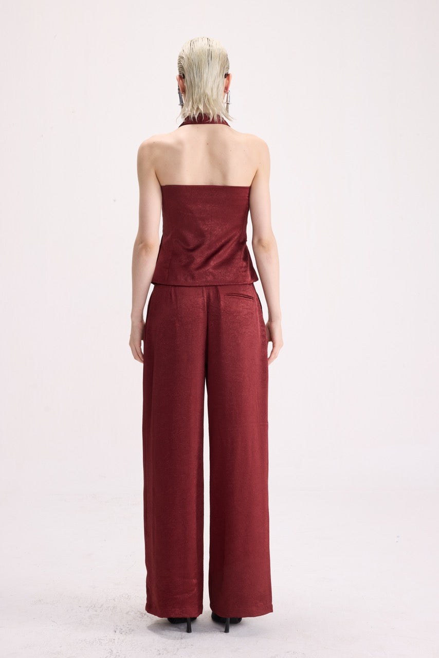 CRUSH - WINE SATIN PANTS