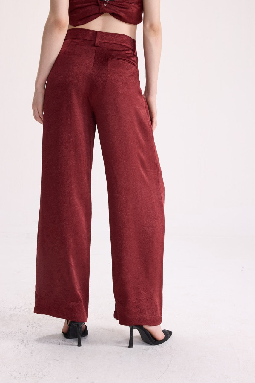 CRUSH - WINE SATIN PANTS