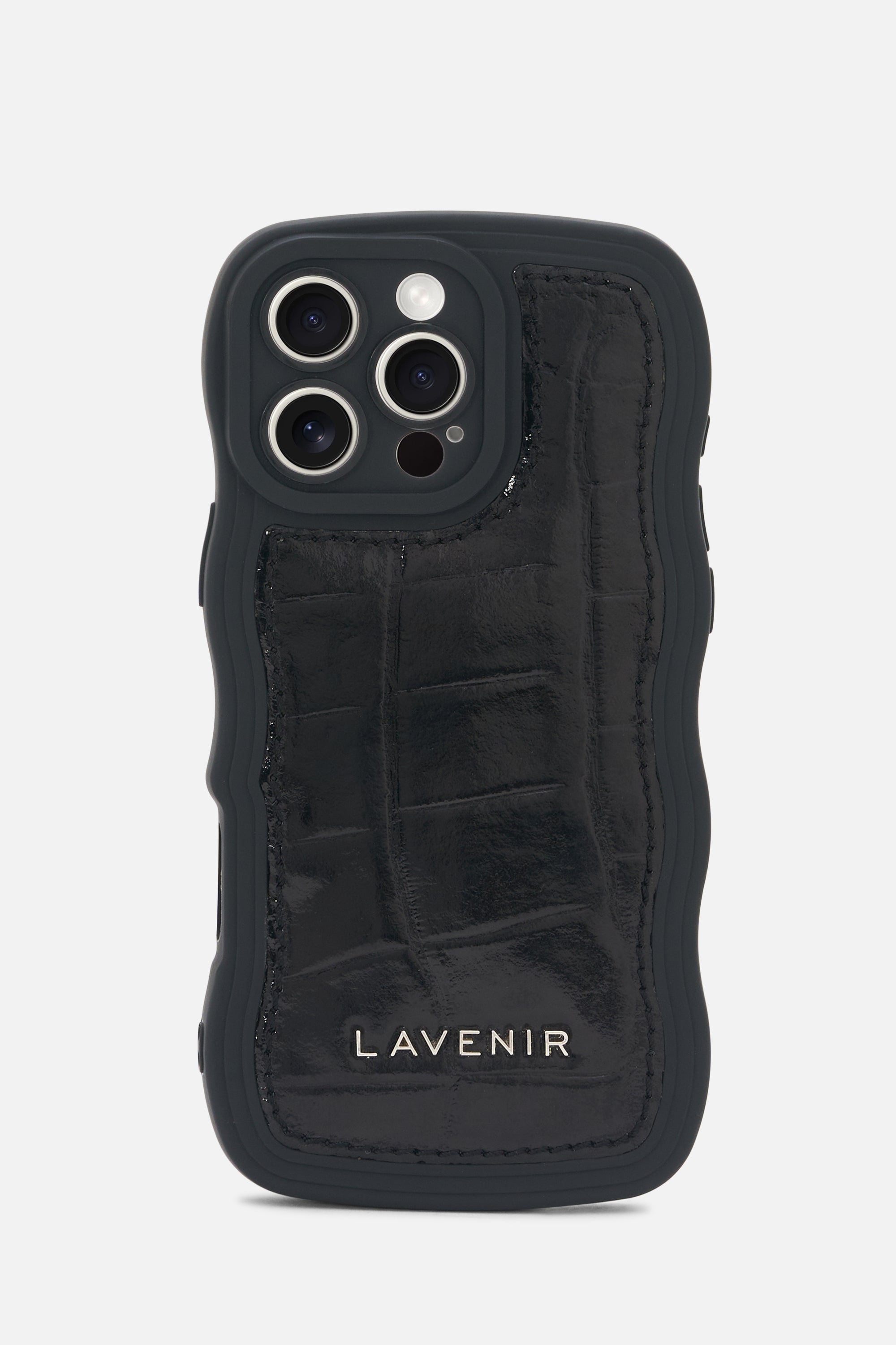 iPhone Curvy Case- Puffy Croco Black