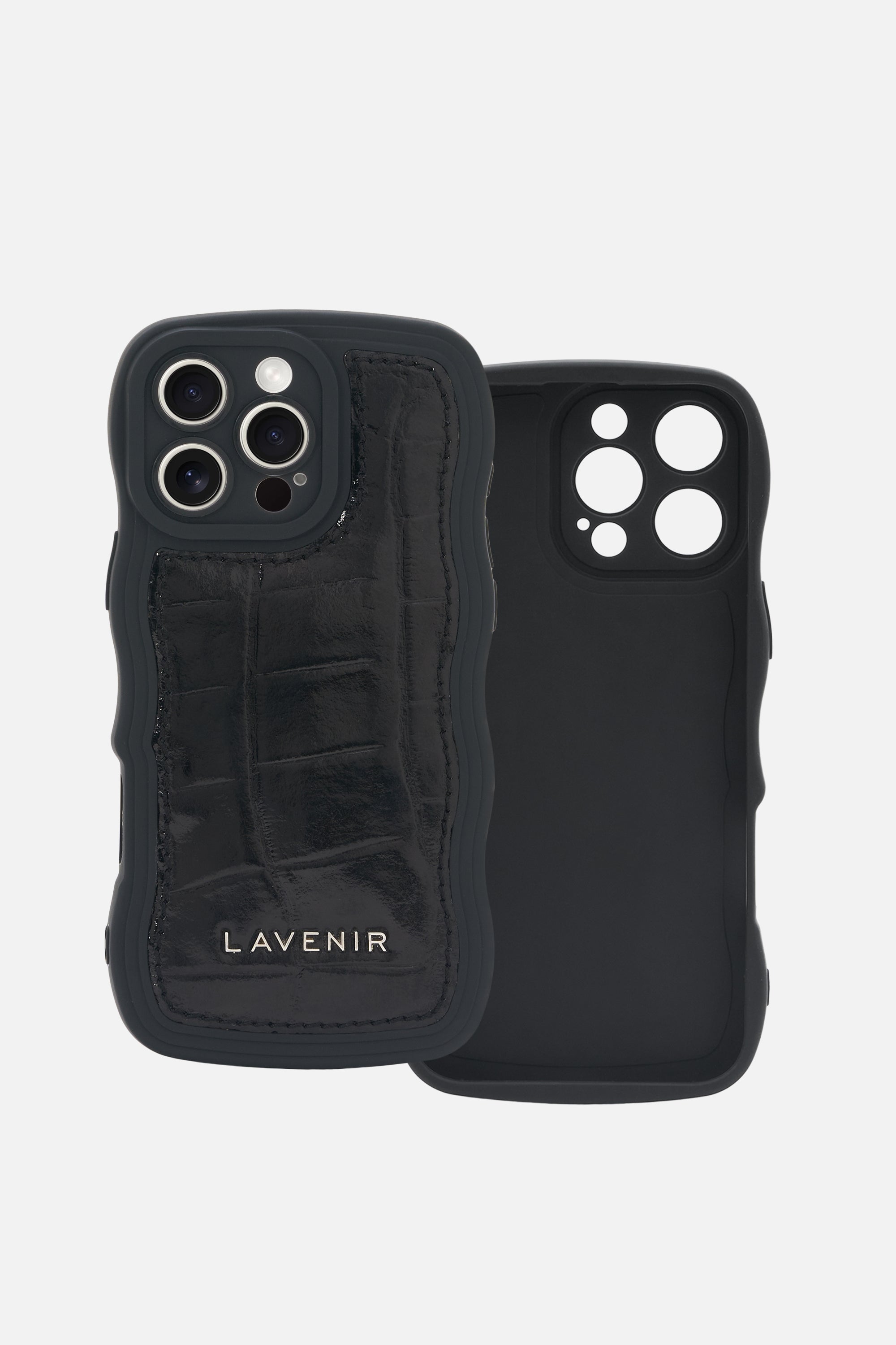 iPhone Curvy Case- Puffy Croco Black