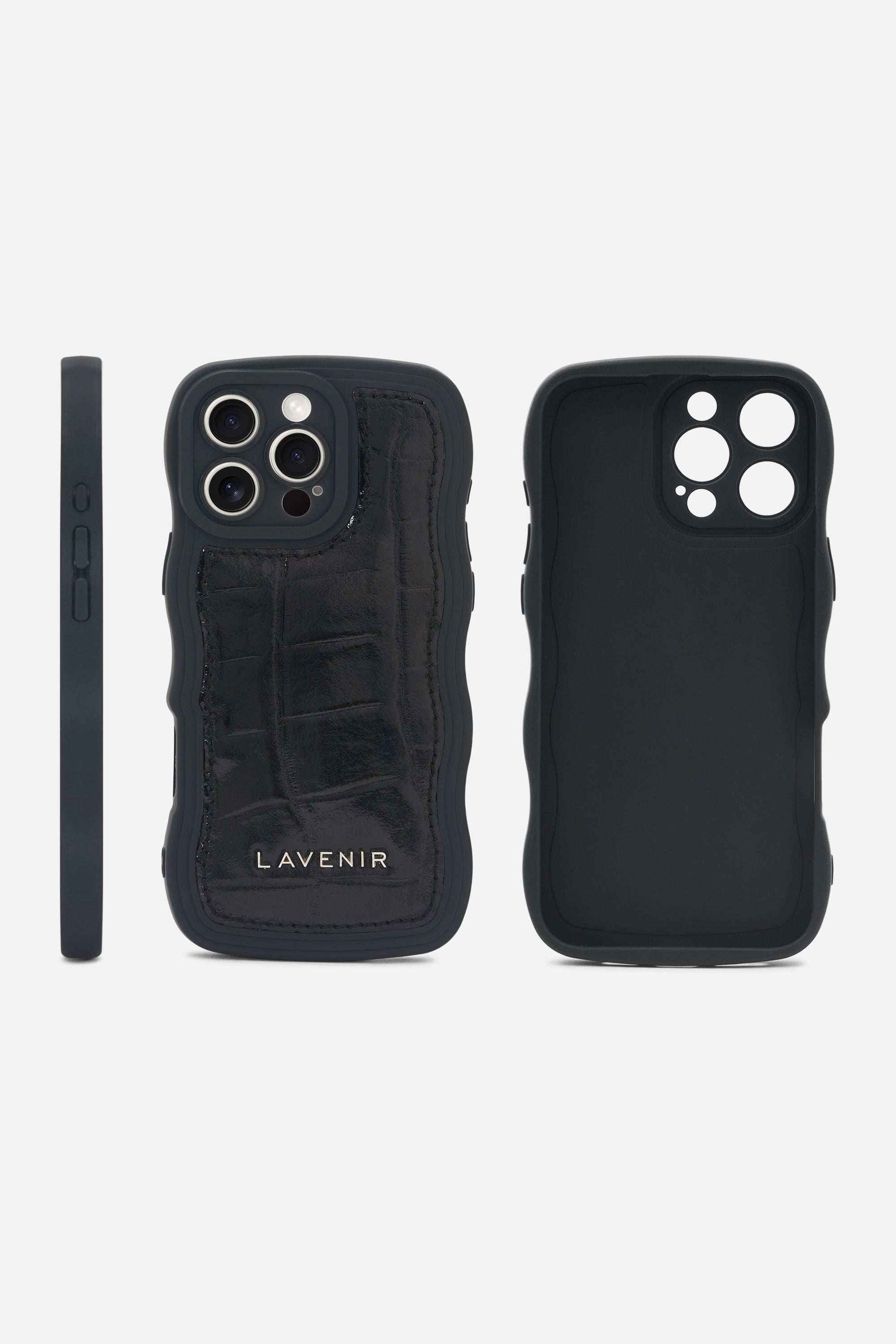 iPhone Curvy Case- Puffy Croco Black