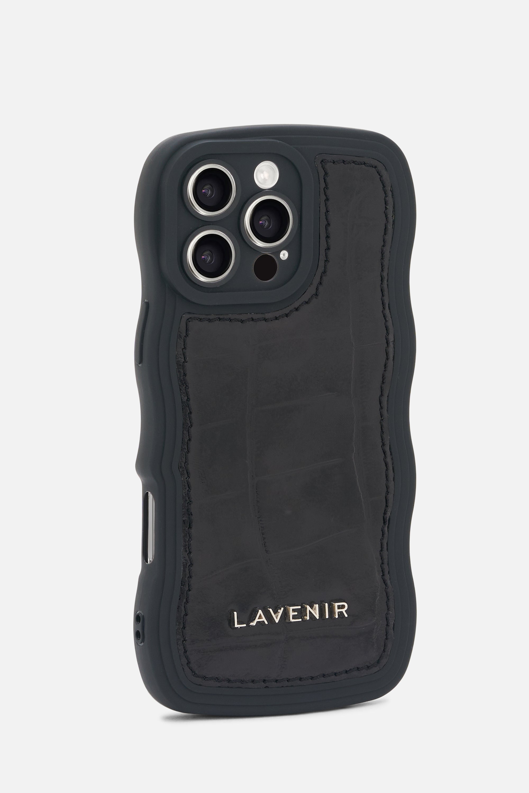 iPhone Curvy Case- Puffy Croco Black