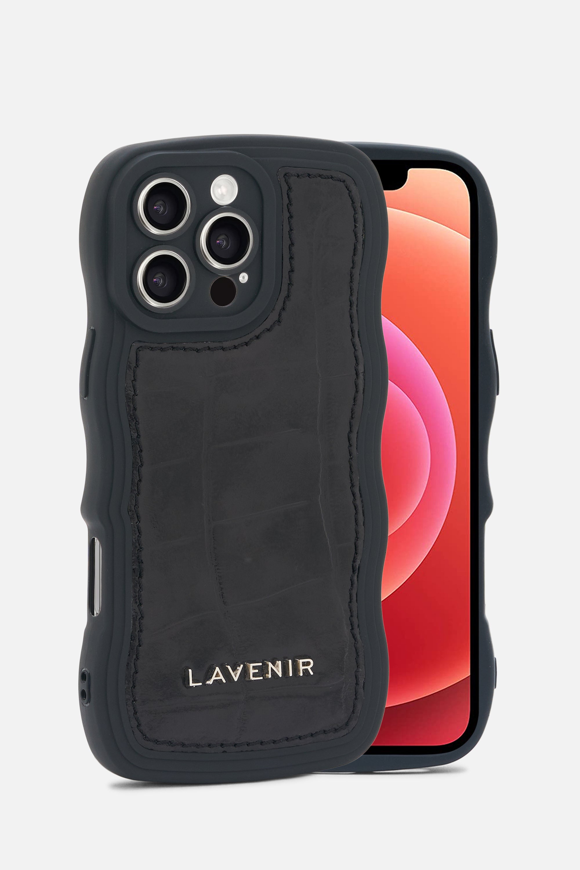 iPhone Curvy Case- Puffy Croco Black