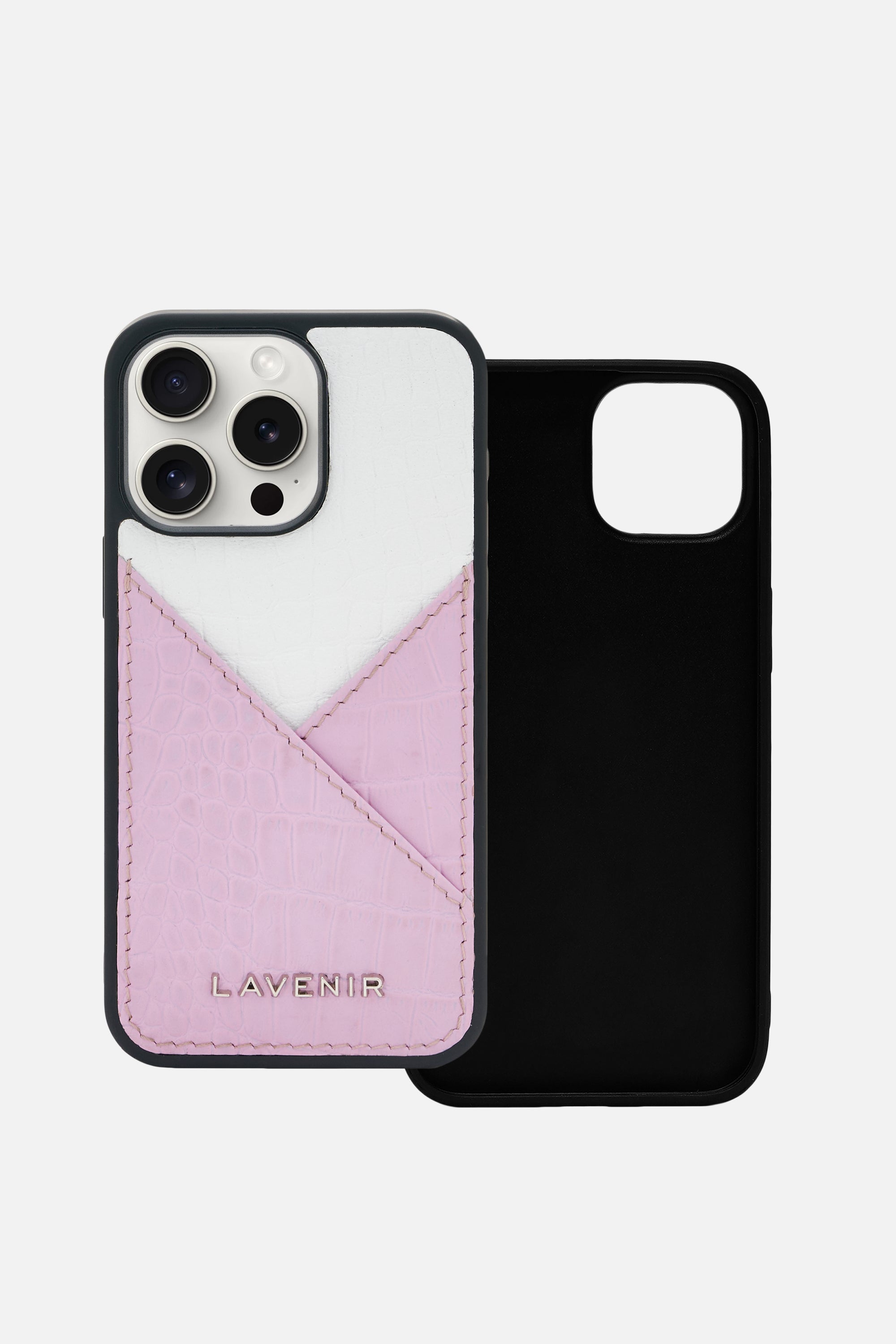 iPhone Case - Colorblock Croco Strap- Lavender & White