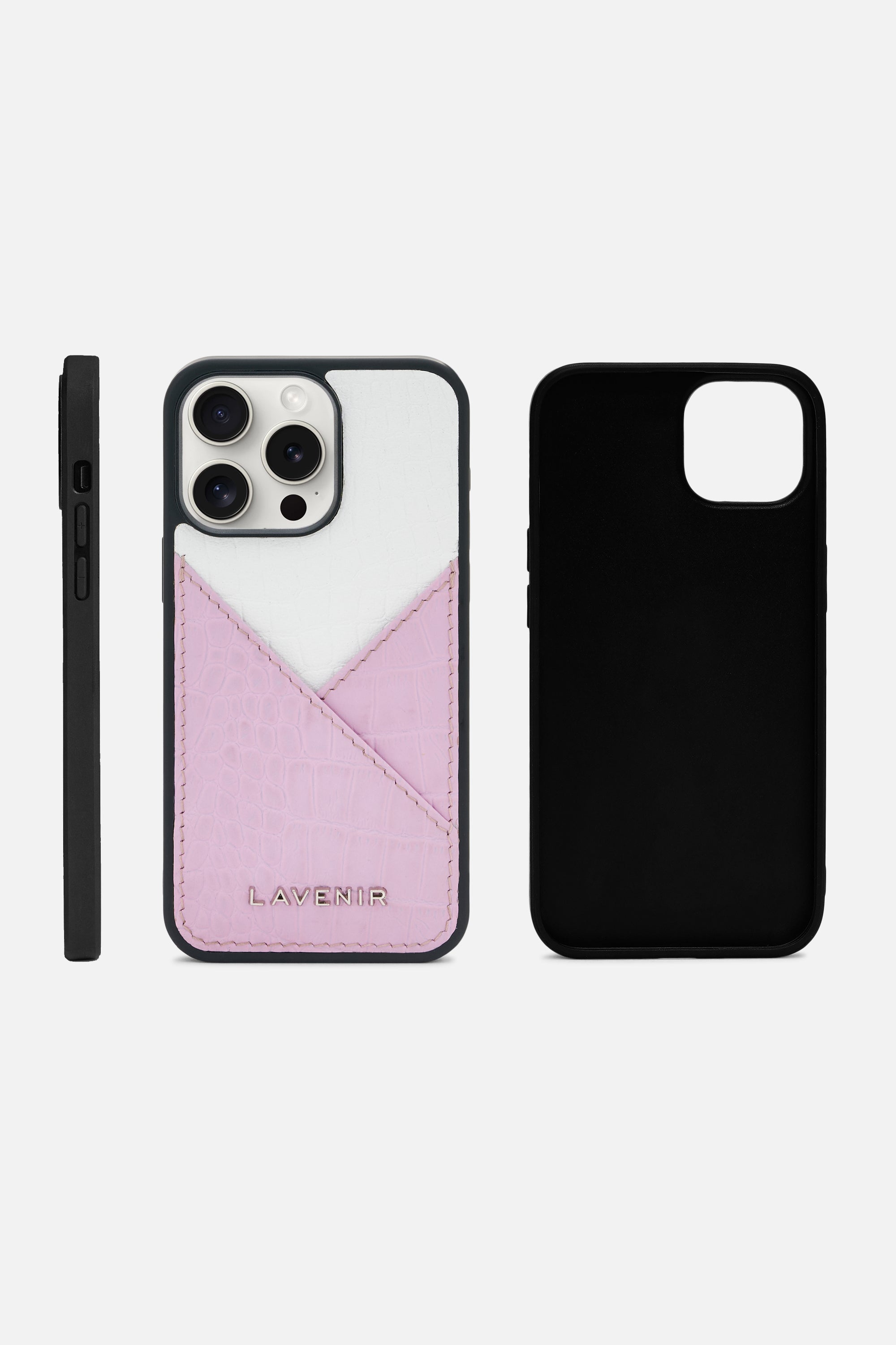 iPhone Case - Colorblock Croco Strap- Lavender & White