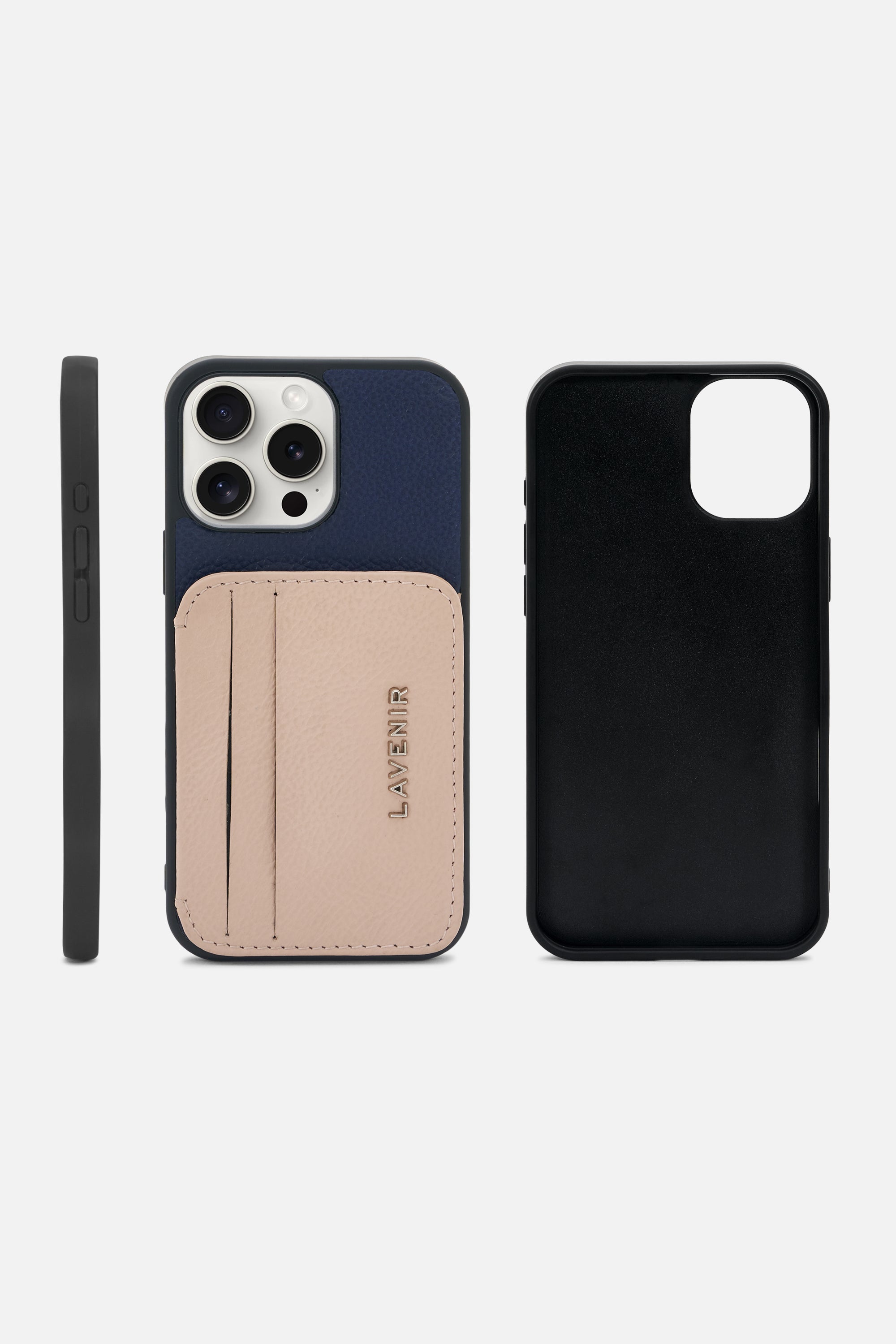 Colorblock Card Case – Navy & Beige