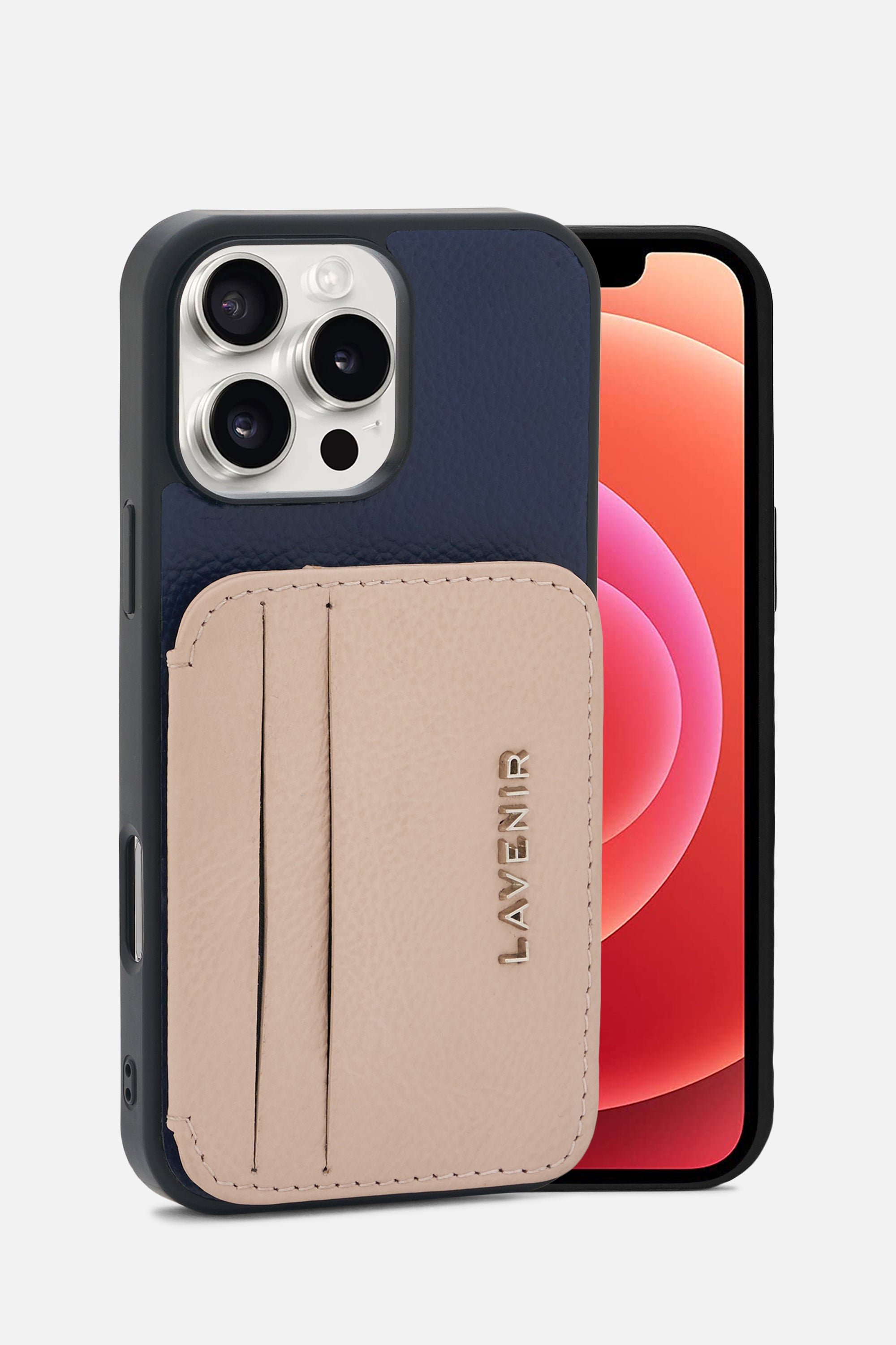 Colorblock Card Case – Navy & Beige