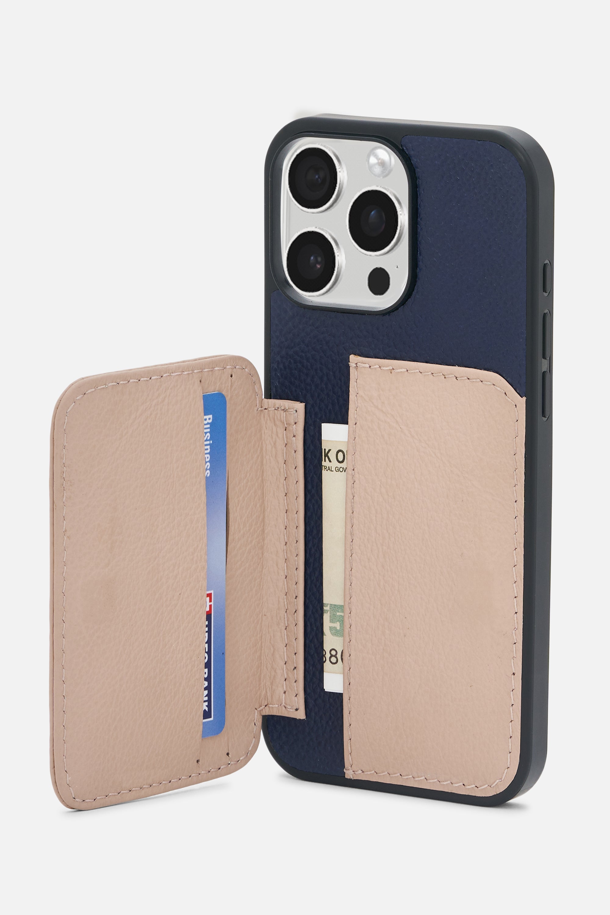 Colorblock Card Case – Navy & Beige