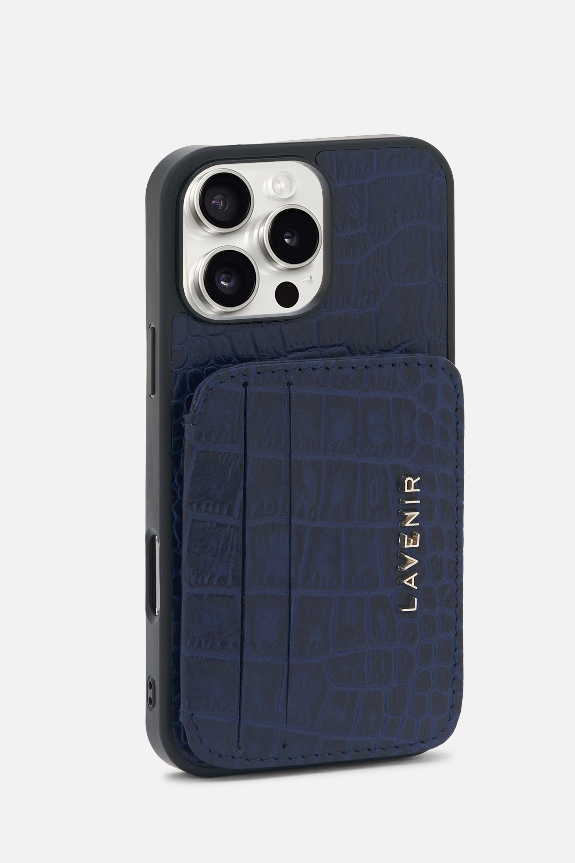 iPhone Croco Card Wallet Case - Midnight Blue