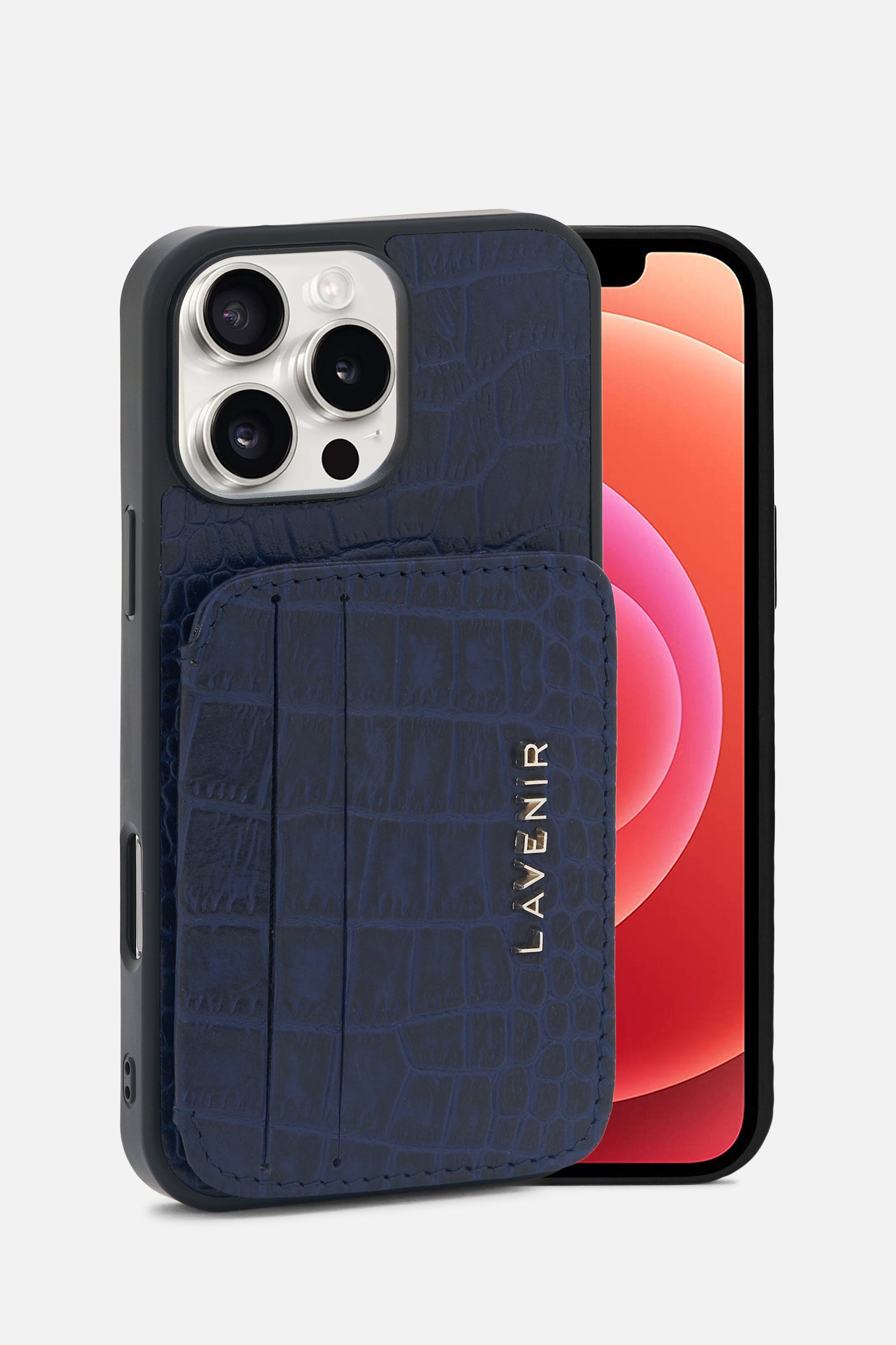 iPhone Croco Card Wallet Case - Midnight Blue