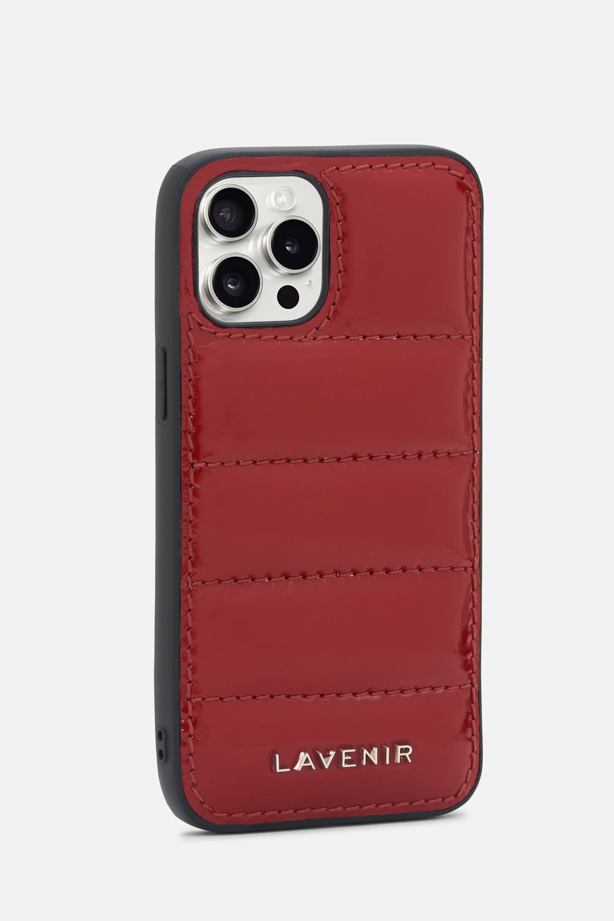 iPhone Puffer Case - Quilted - Sangria Red Patent