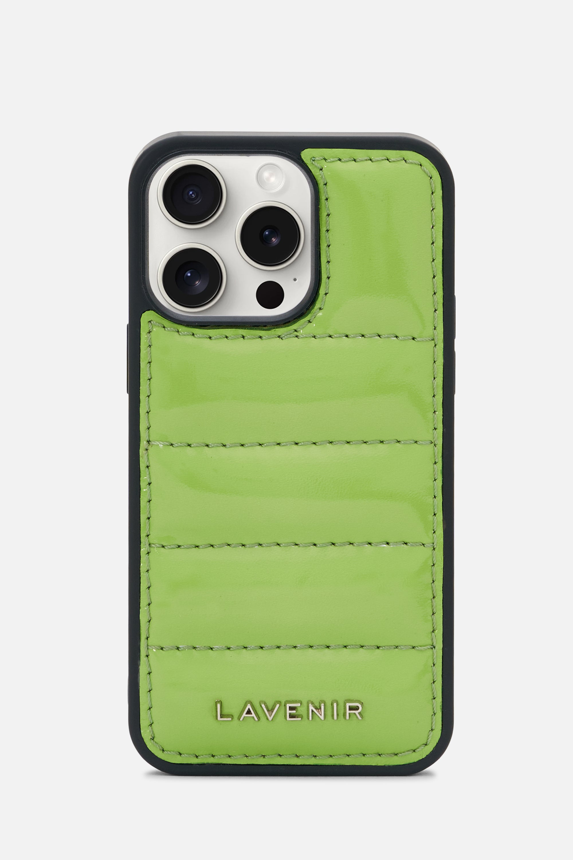 iPhone Puffer Case - Quilted - Patent Parrot Green
