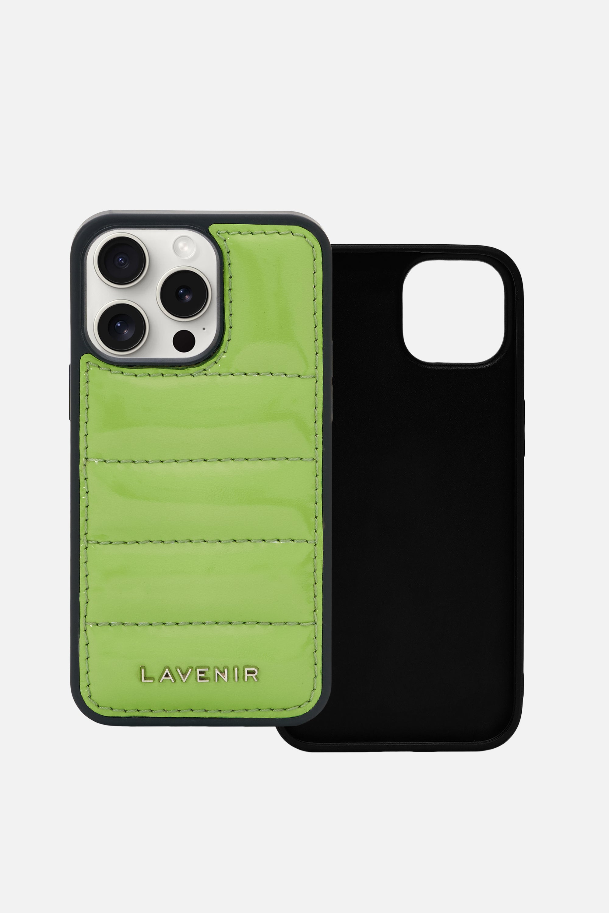 iPhone Puffer Case - Quilted - Patent Parrot Green