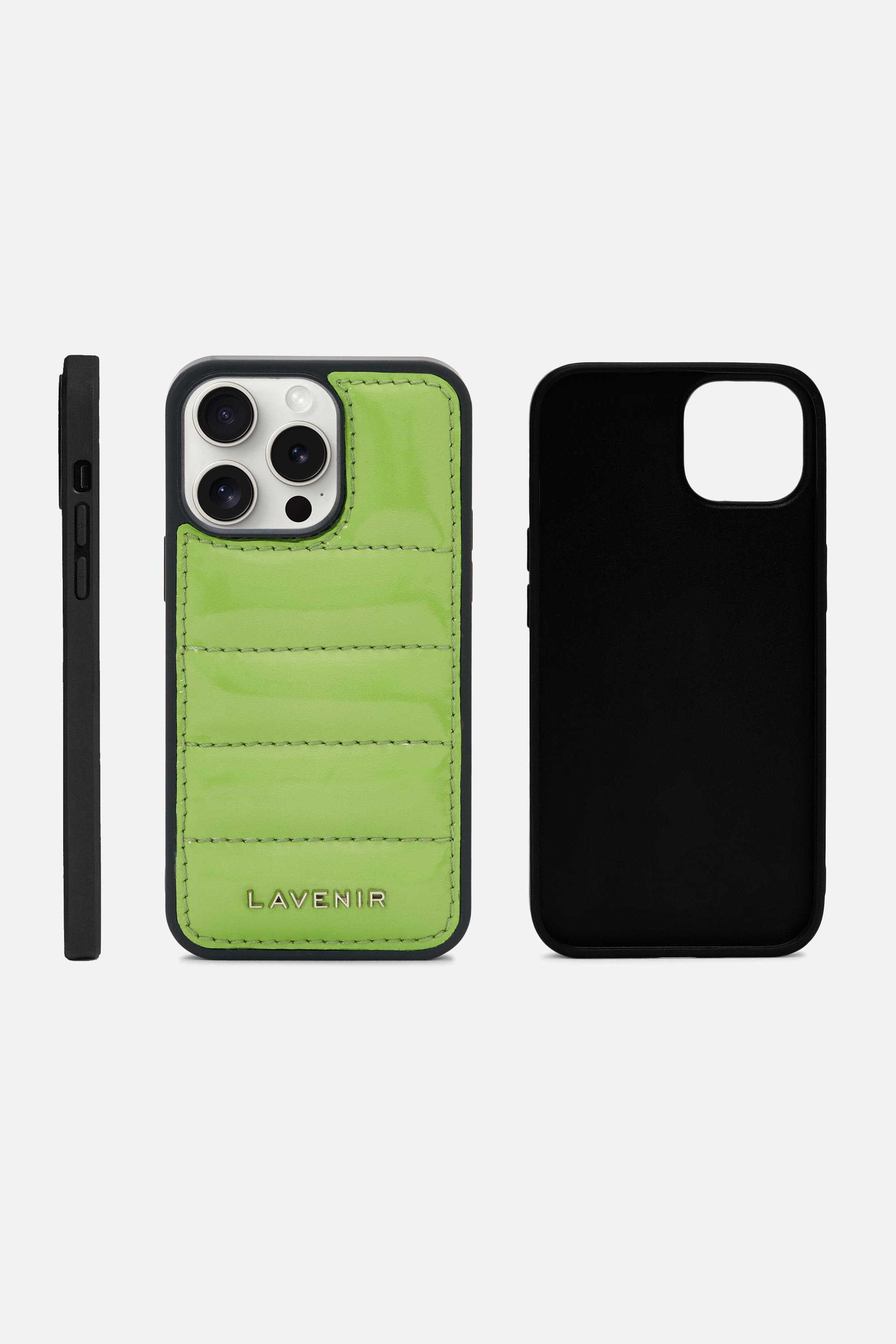 iPhone Puffer Case - Quilted - Patent Parrot Green