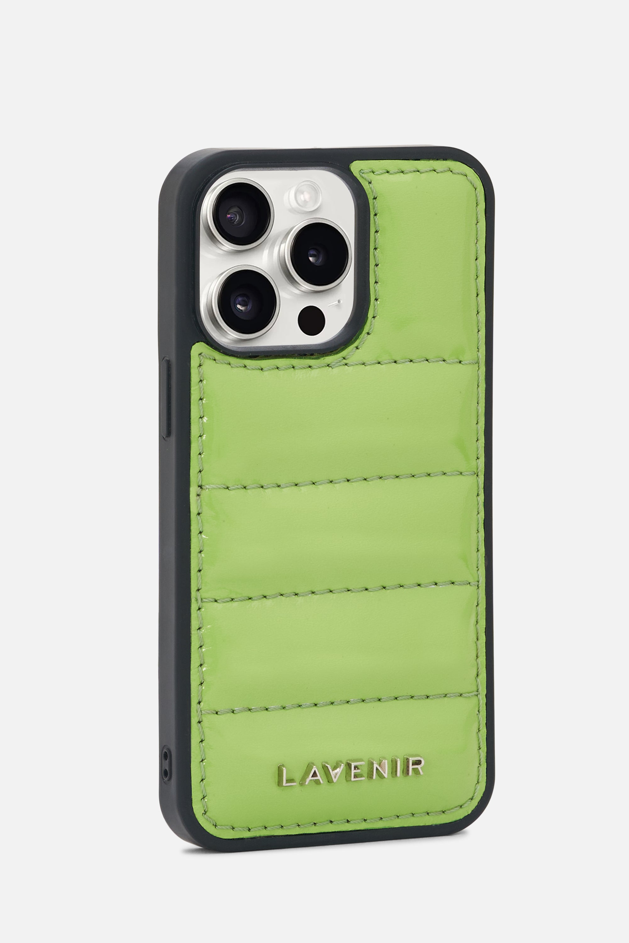 iPhone Puffer Case - Quilted - Patent Parrot Green