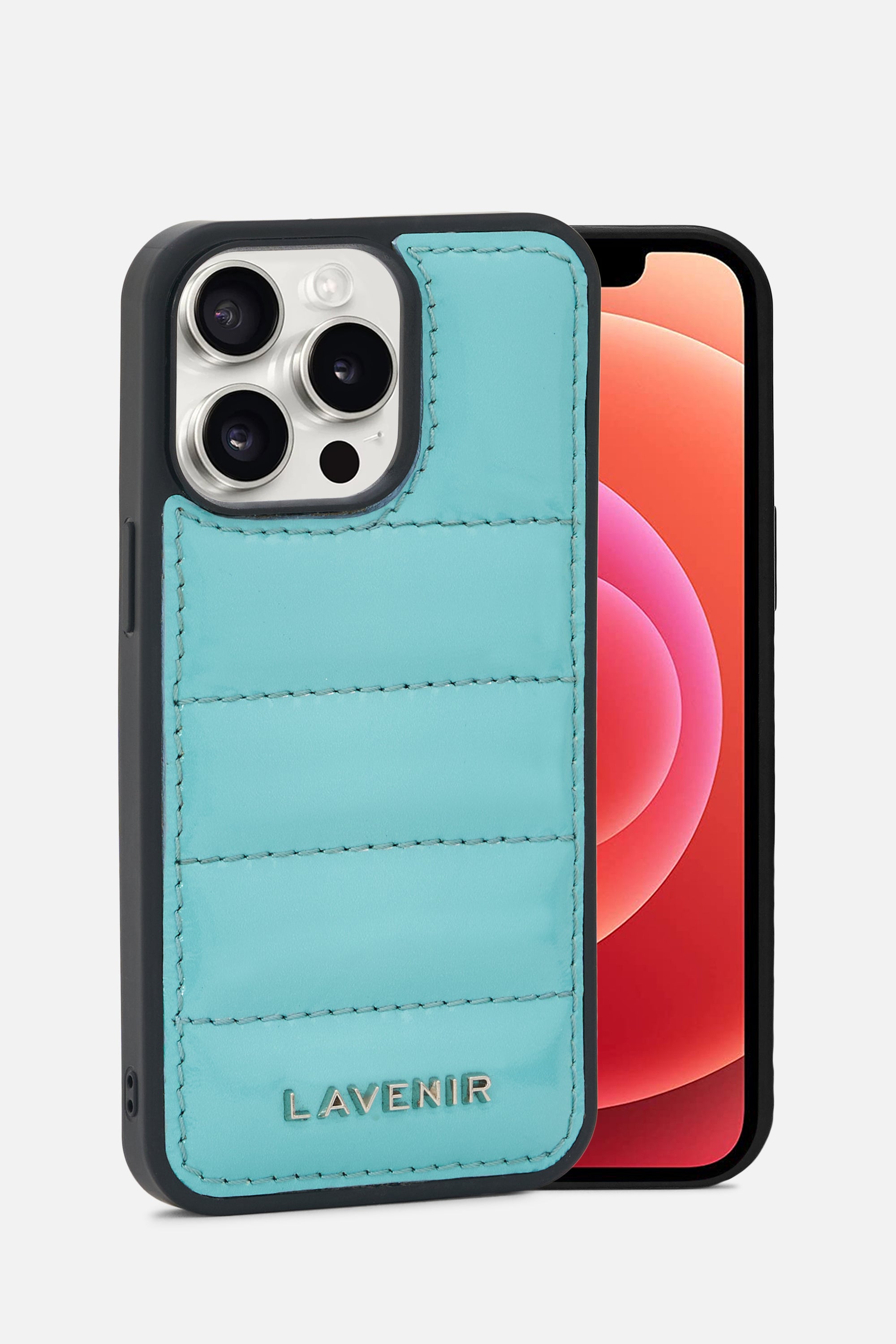 iPhone Puffer Case - Quilted - Patent Polished Pine