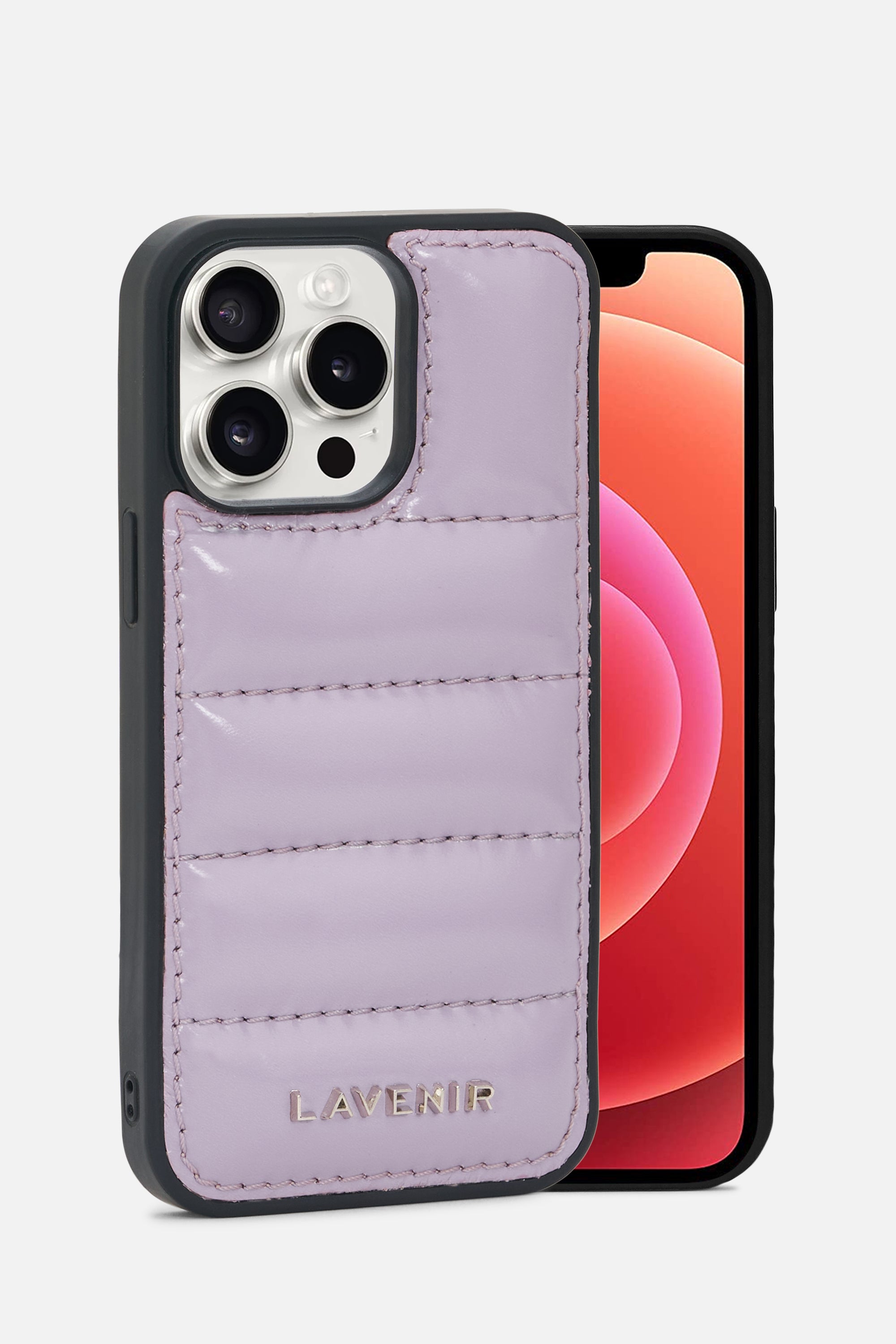 iPhone Puffer Case - Quilted - Patent Lavender Grey