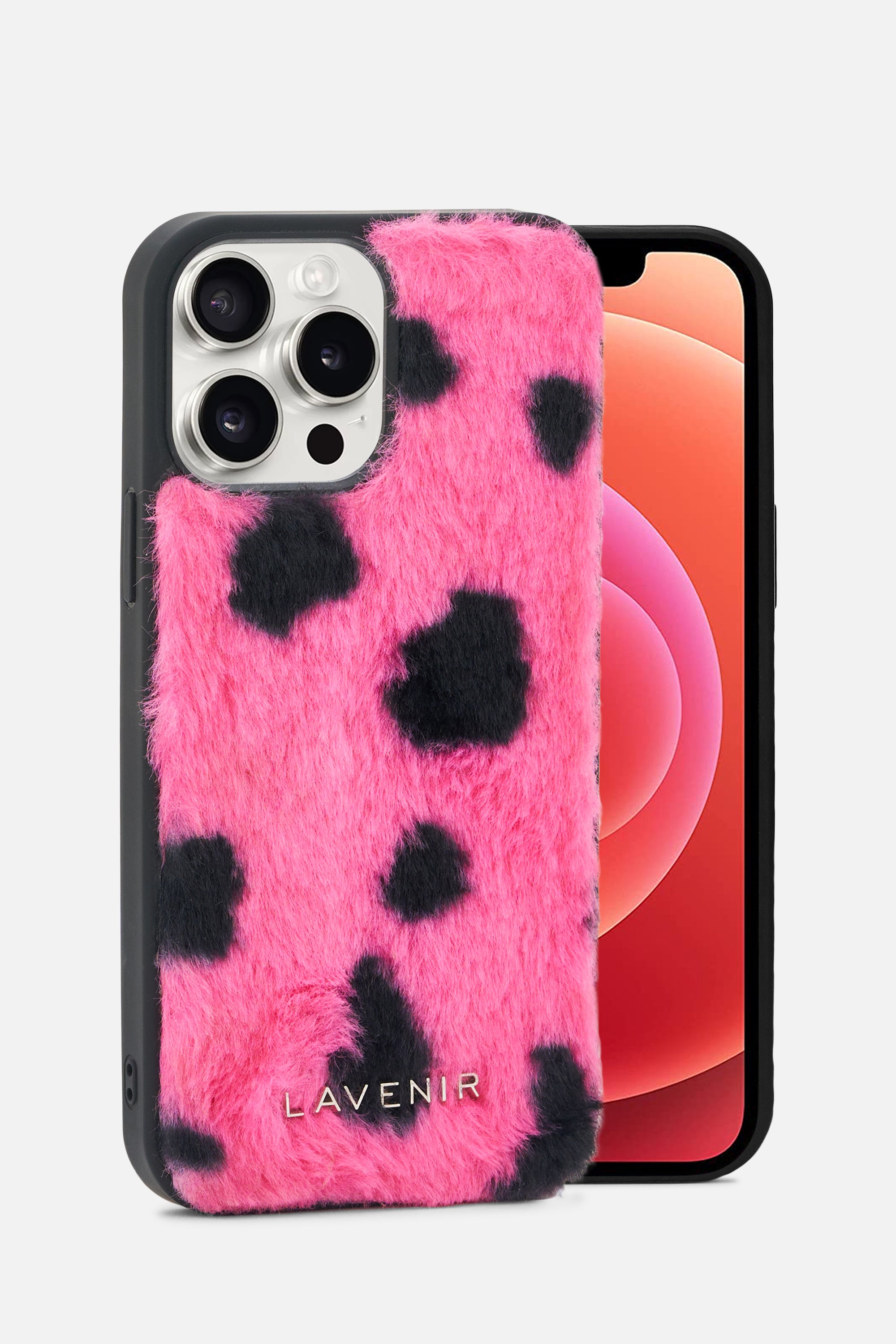 iPhone Printed Fur Case - Soft Pink