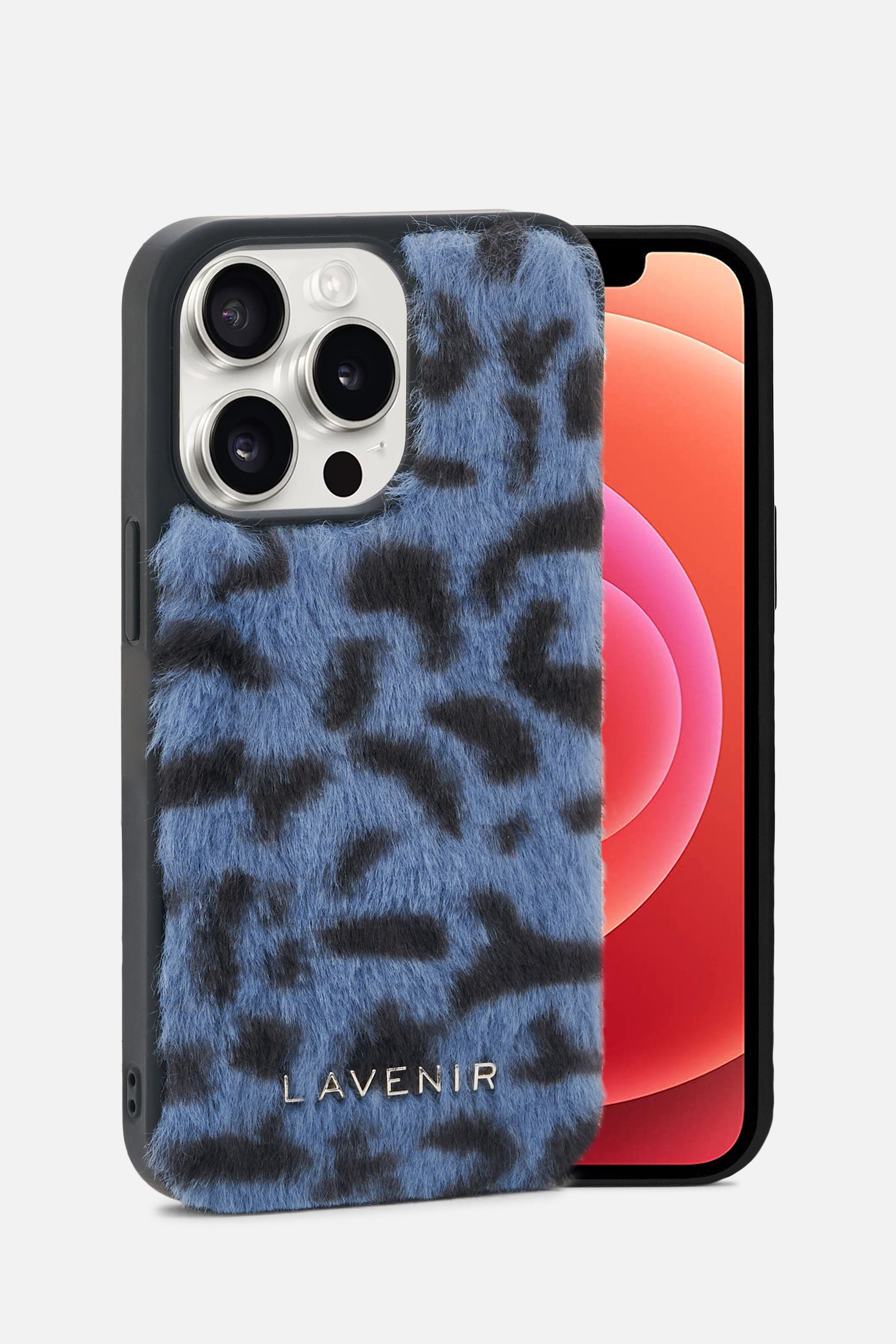 iPhone Printed Fur Case - Dark Blue