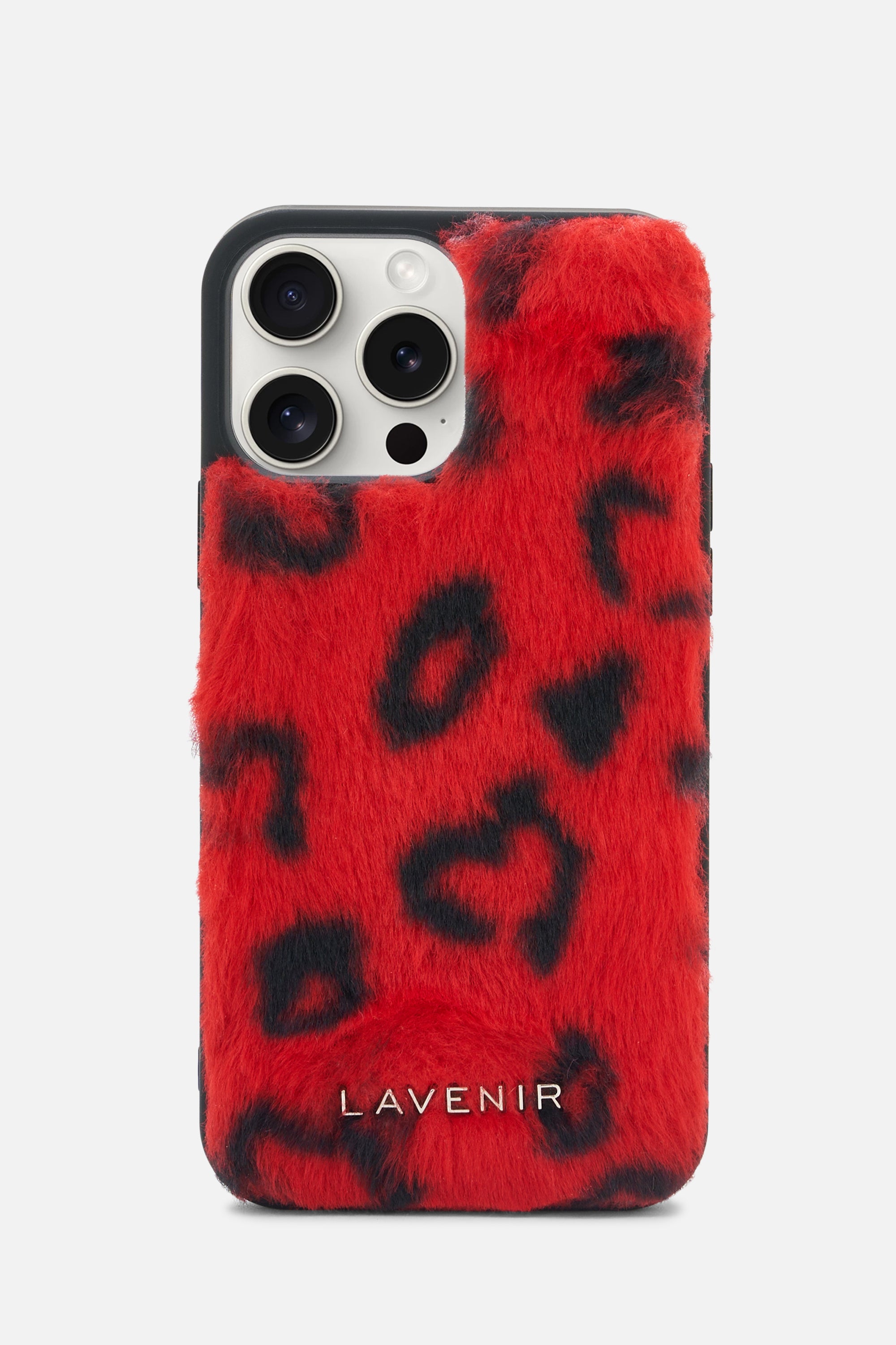 iPhone Printed Fur Case - Bright Red