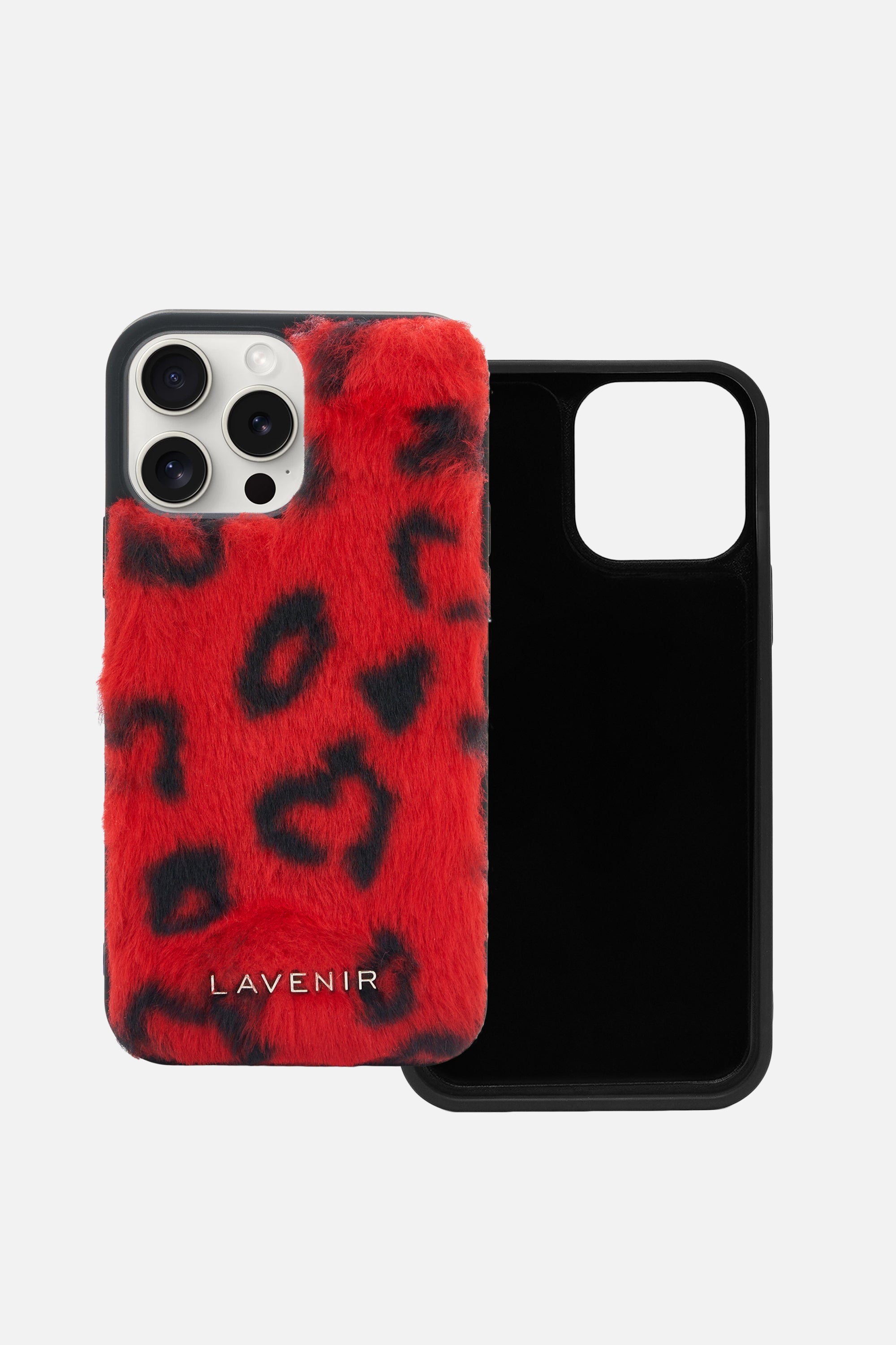 iPhone Printed Fur Case - Bright Red