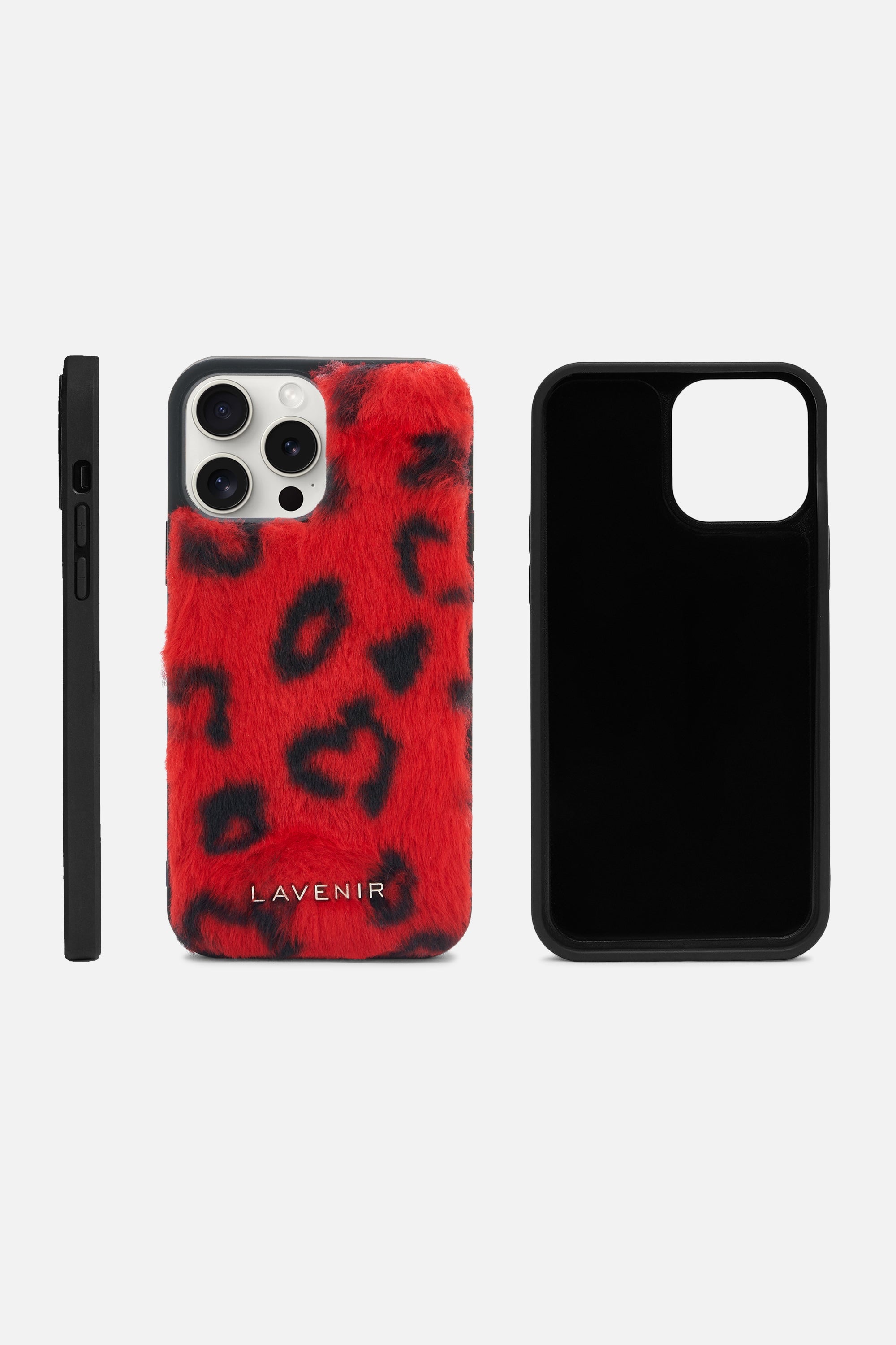iPhone Printed Fur Case - Bright Red