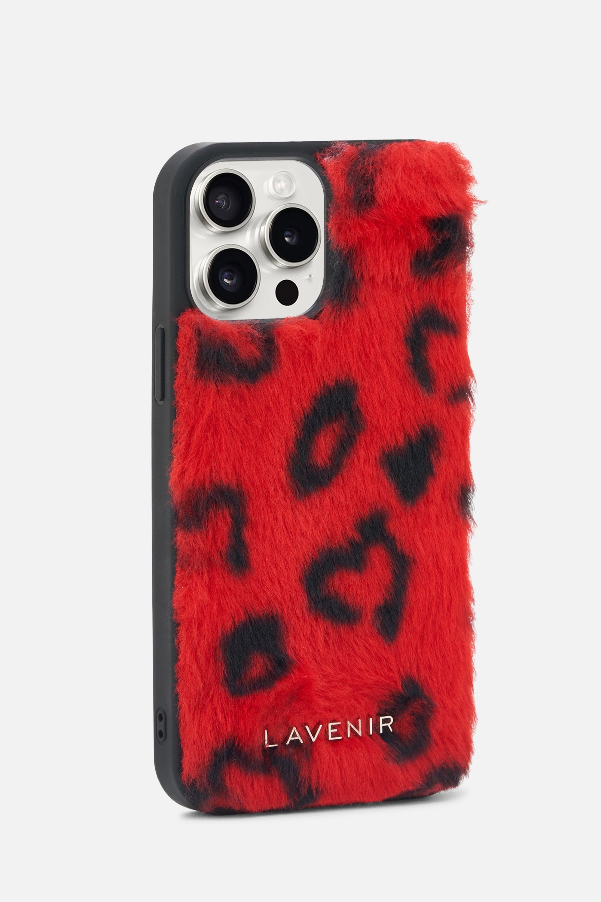 iPhone Printed Fur Case - Bright Red