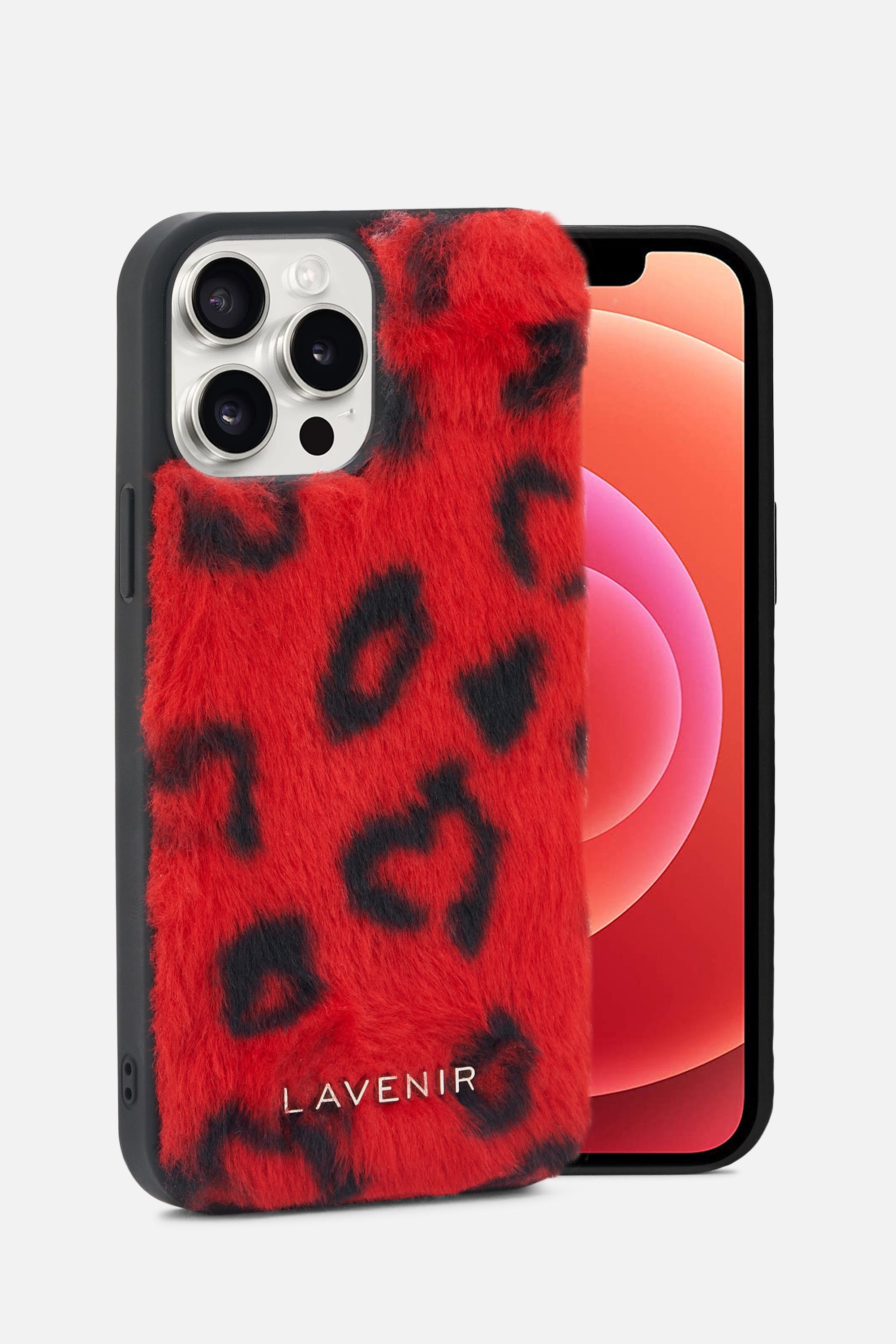 iPhone Printed Fur Case - Bright Red