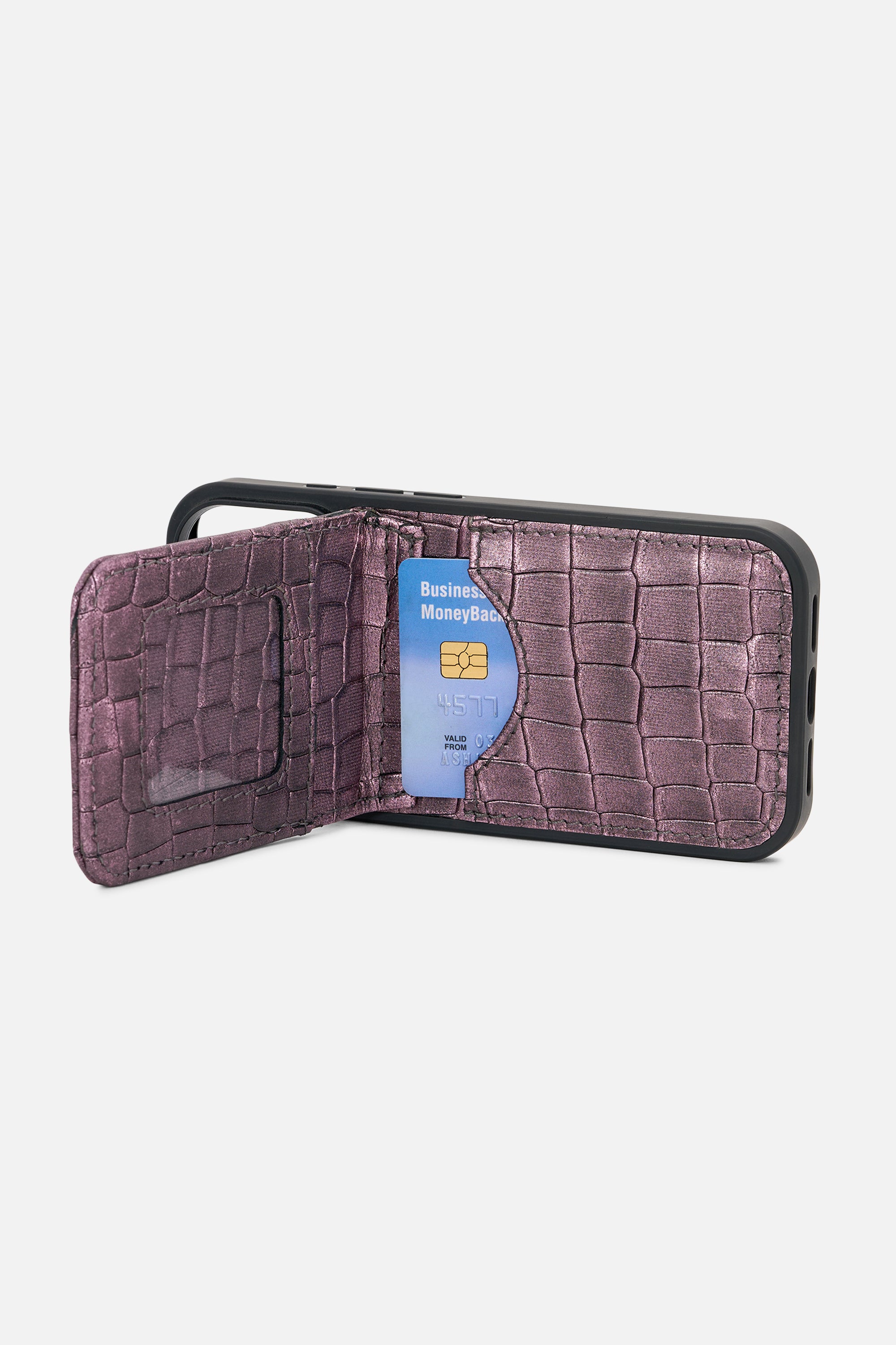 iPhone Croco Wallet Case- Mauve