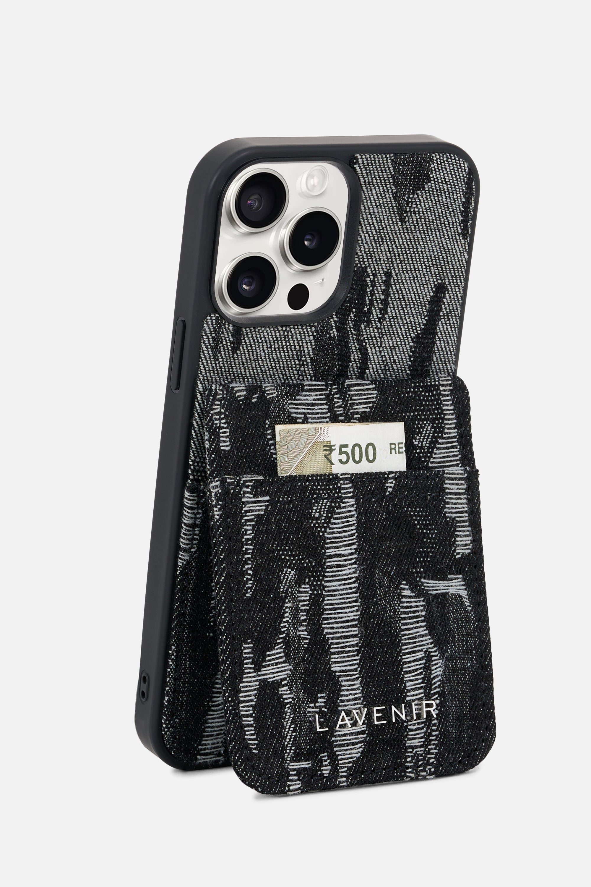 iPhone Denim Wallet Case - Absract Noir