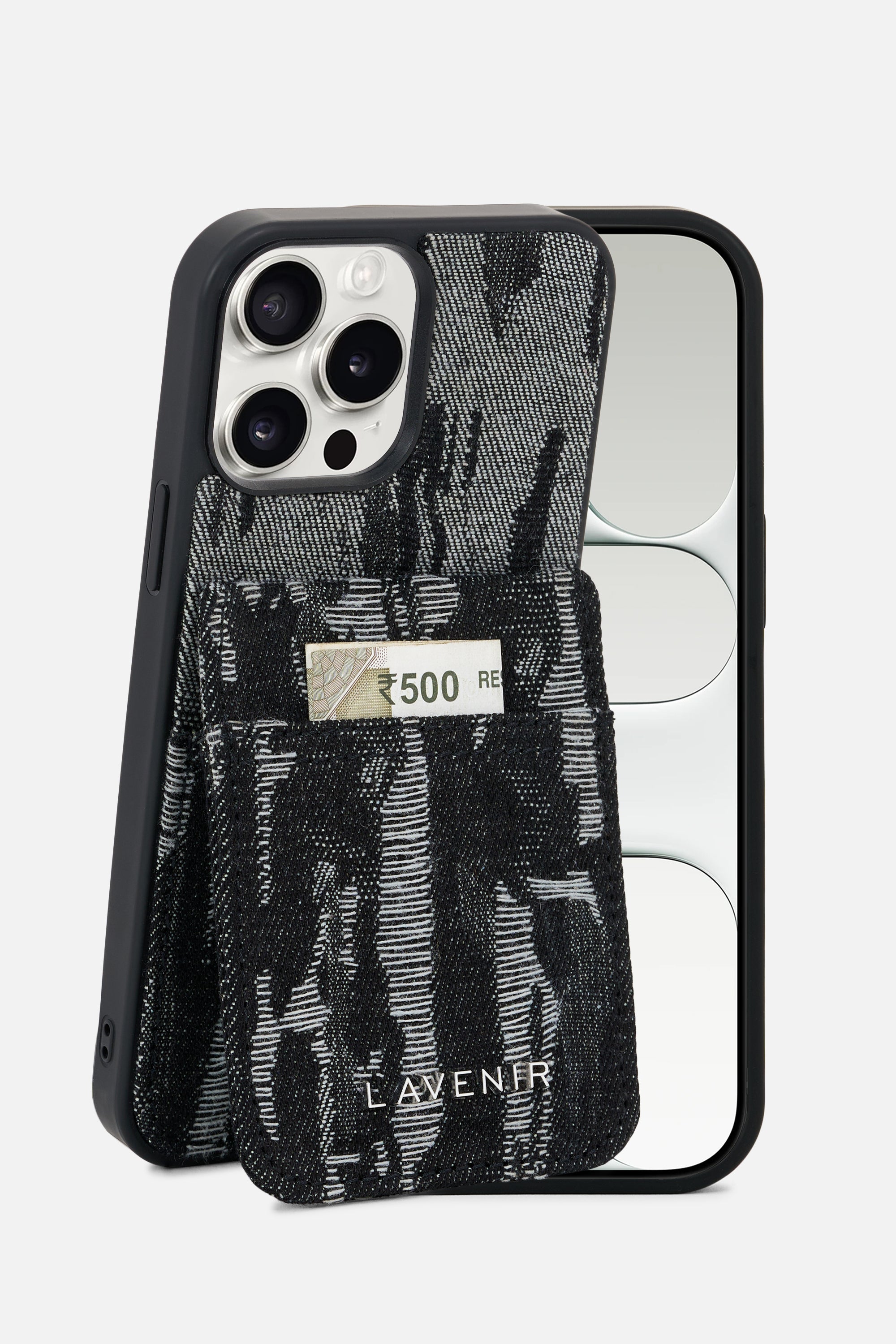 iPhone Denim Wallet Case - Absract Noir