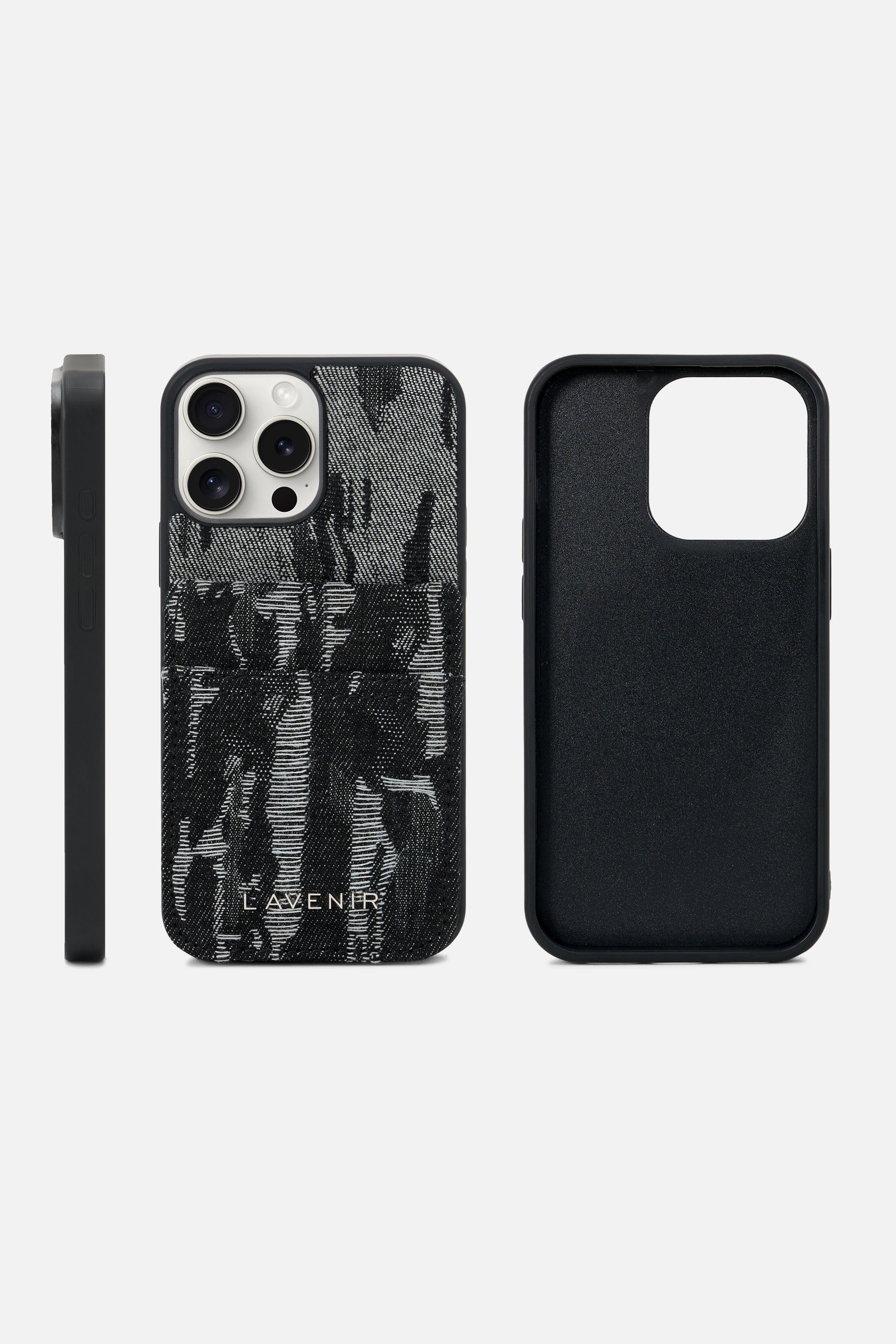iPhone Denim Wallet Case - Absract Noir