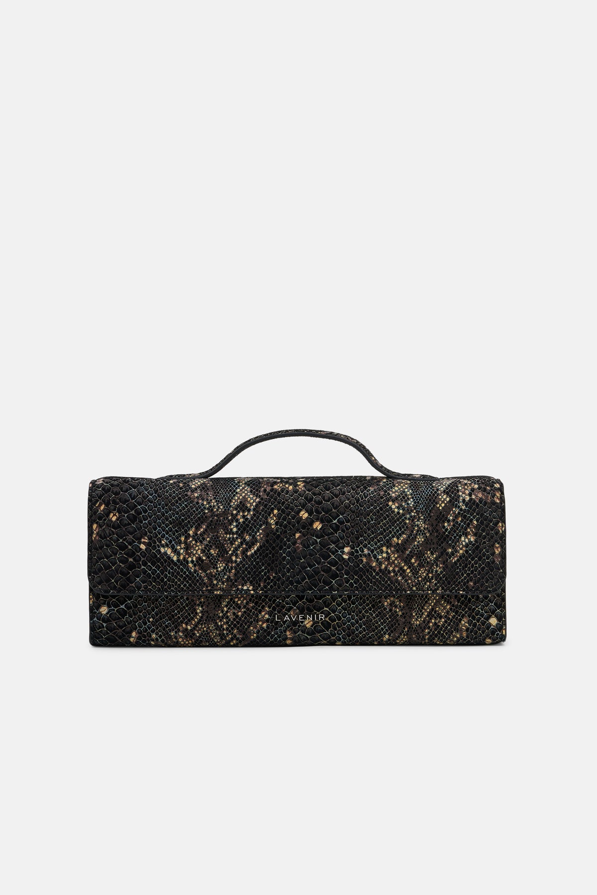 SERPENTA - Convertible Handle Clutch Bag - Noir Python