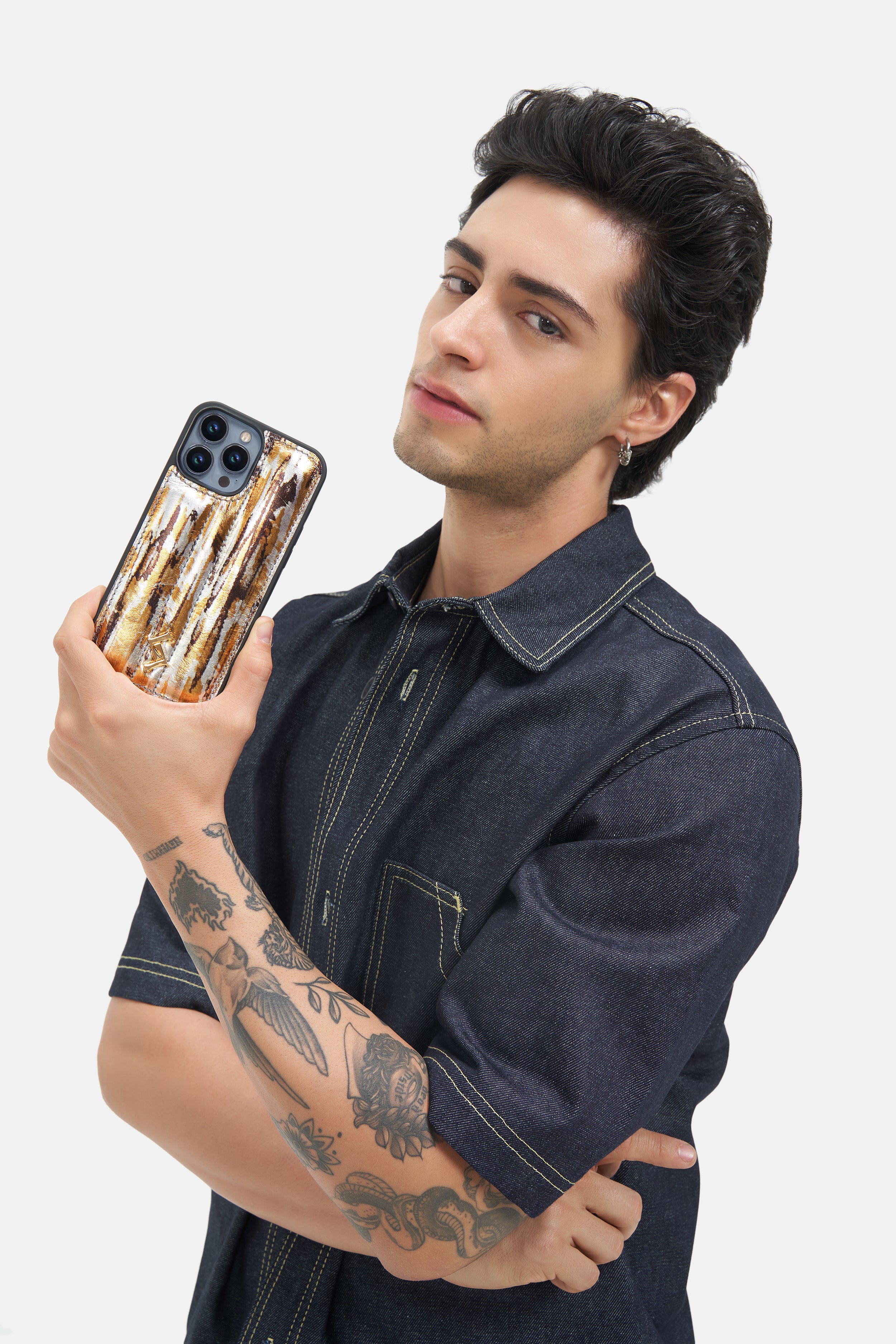 iPhone Puffer Case - Metallic Monogram™ - Abstract Print
