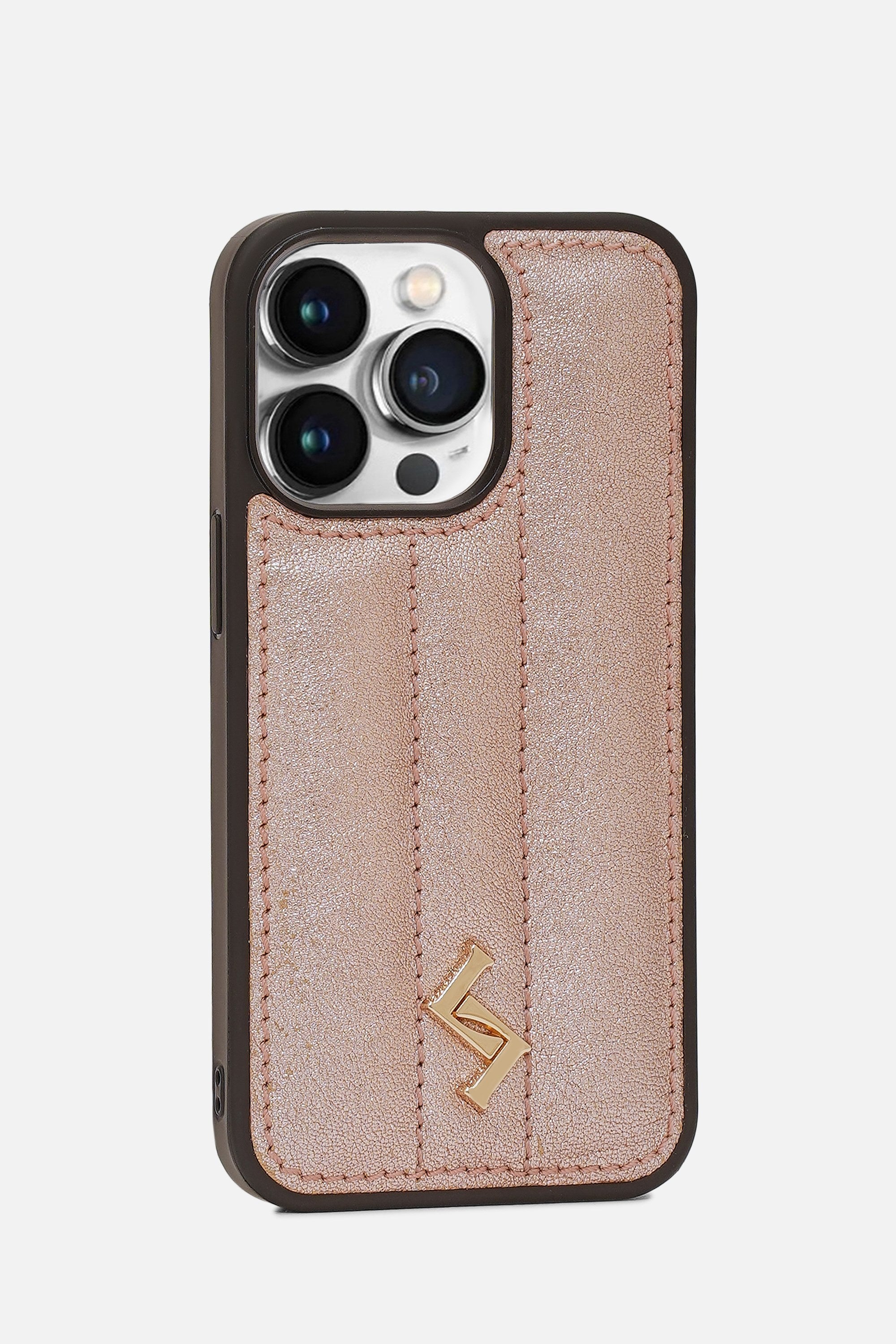 iPhone Puffer Case - Metallic Monogram™ - Hazelnut