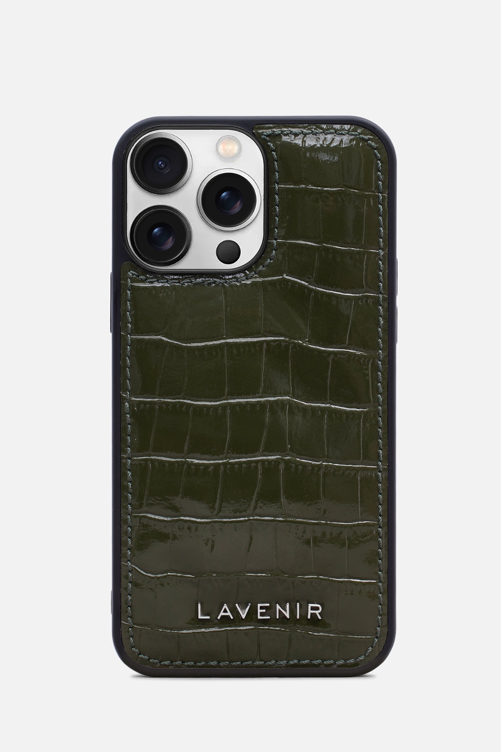 iPhone Puffer Case - Croco - Deep Olive