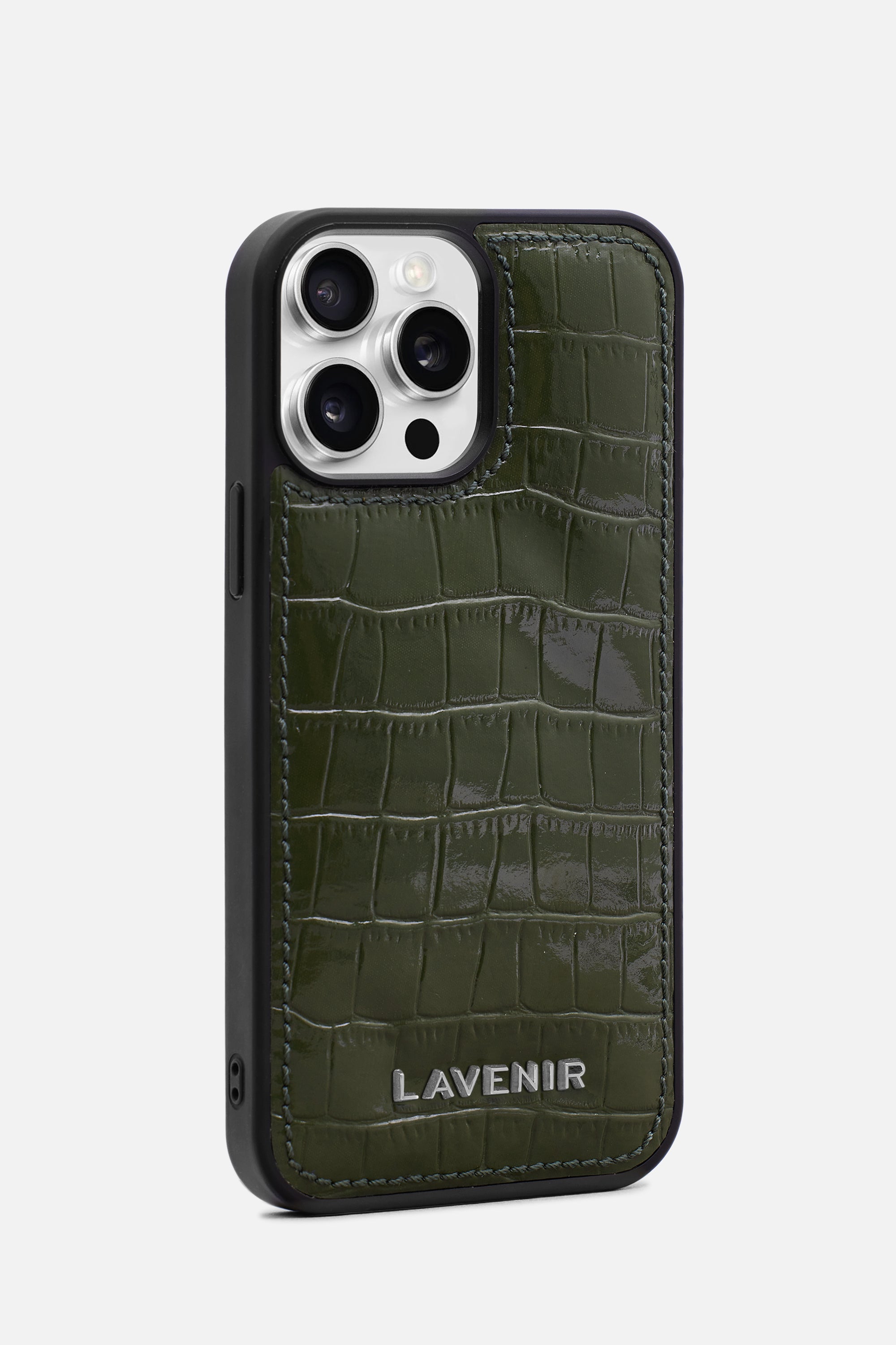 iPhone Puffer Case - Croco - Deep Olive