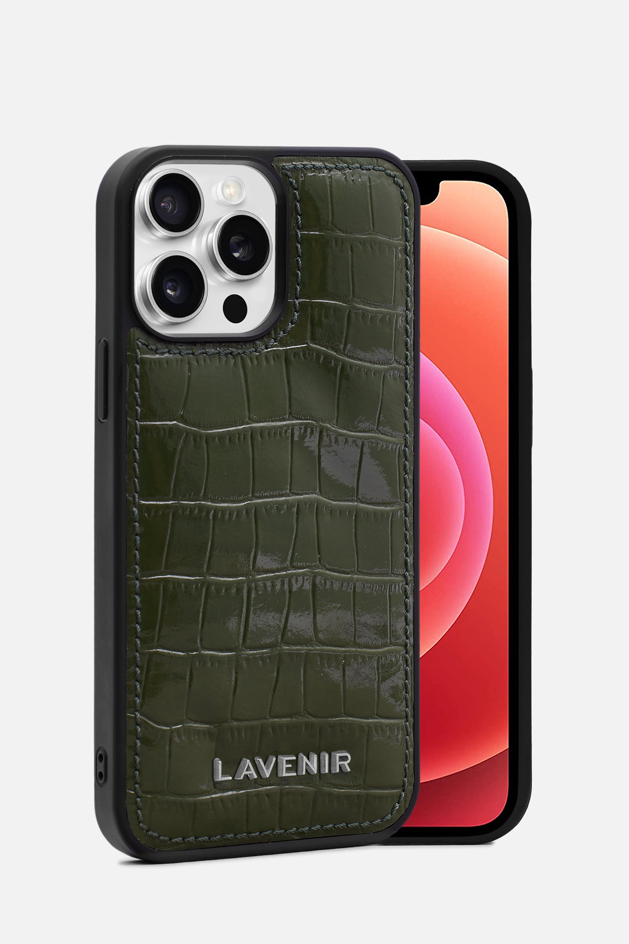 iPhone Puffer Case - Croco - Deep Olive