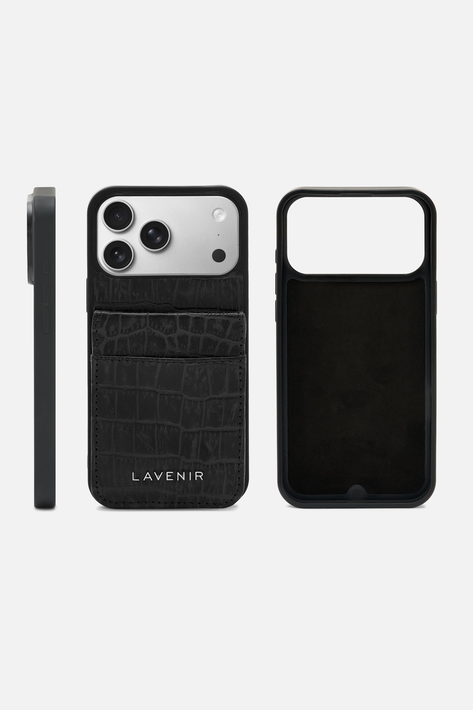 iPhone Wallet Case - Croco Black