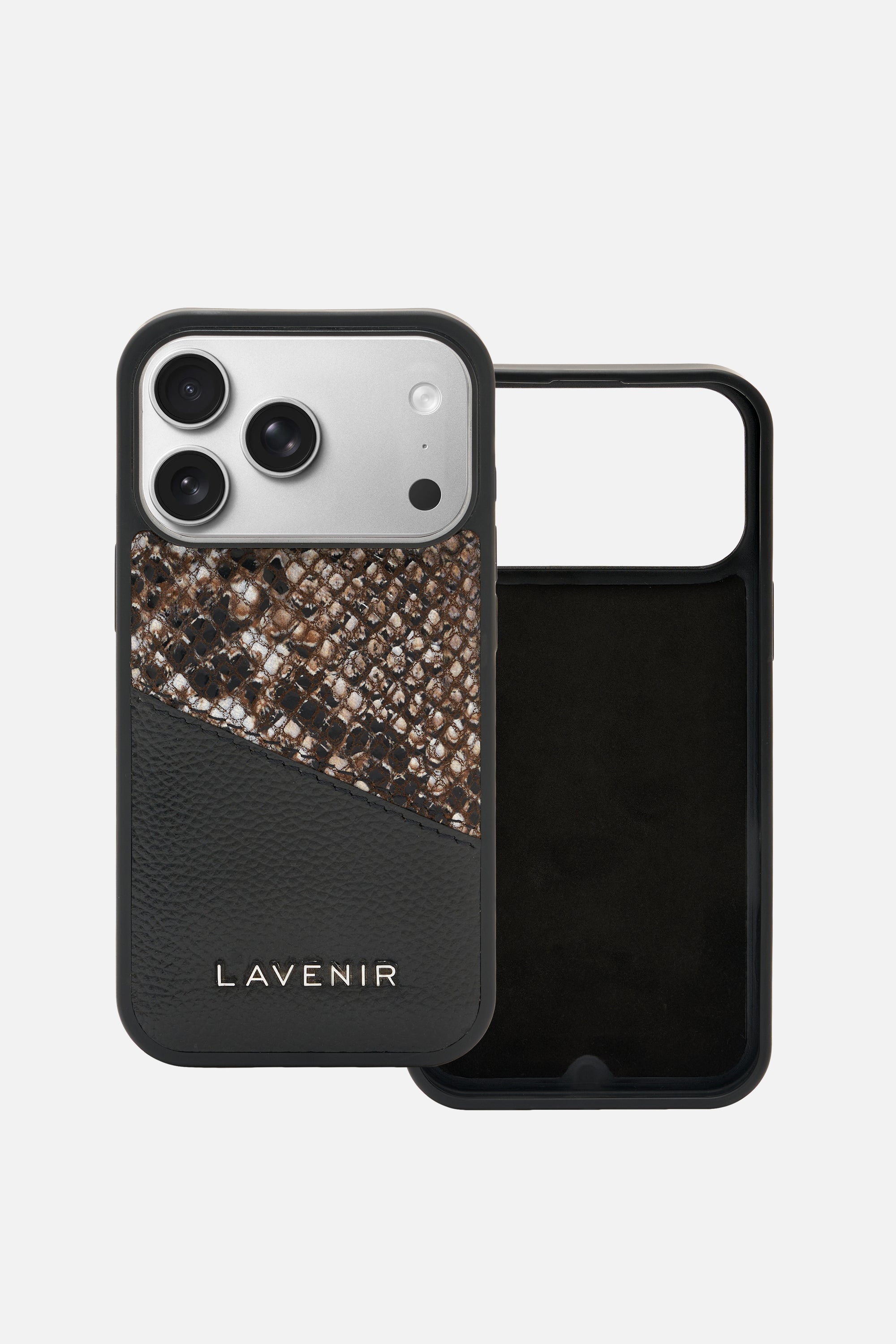 iPhone Case - Dual Tone - Black & Python Print