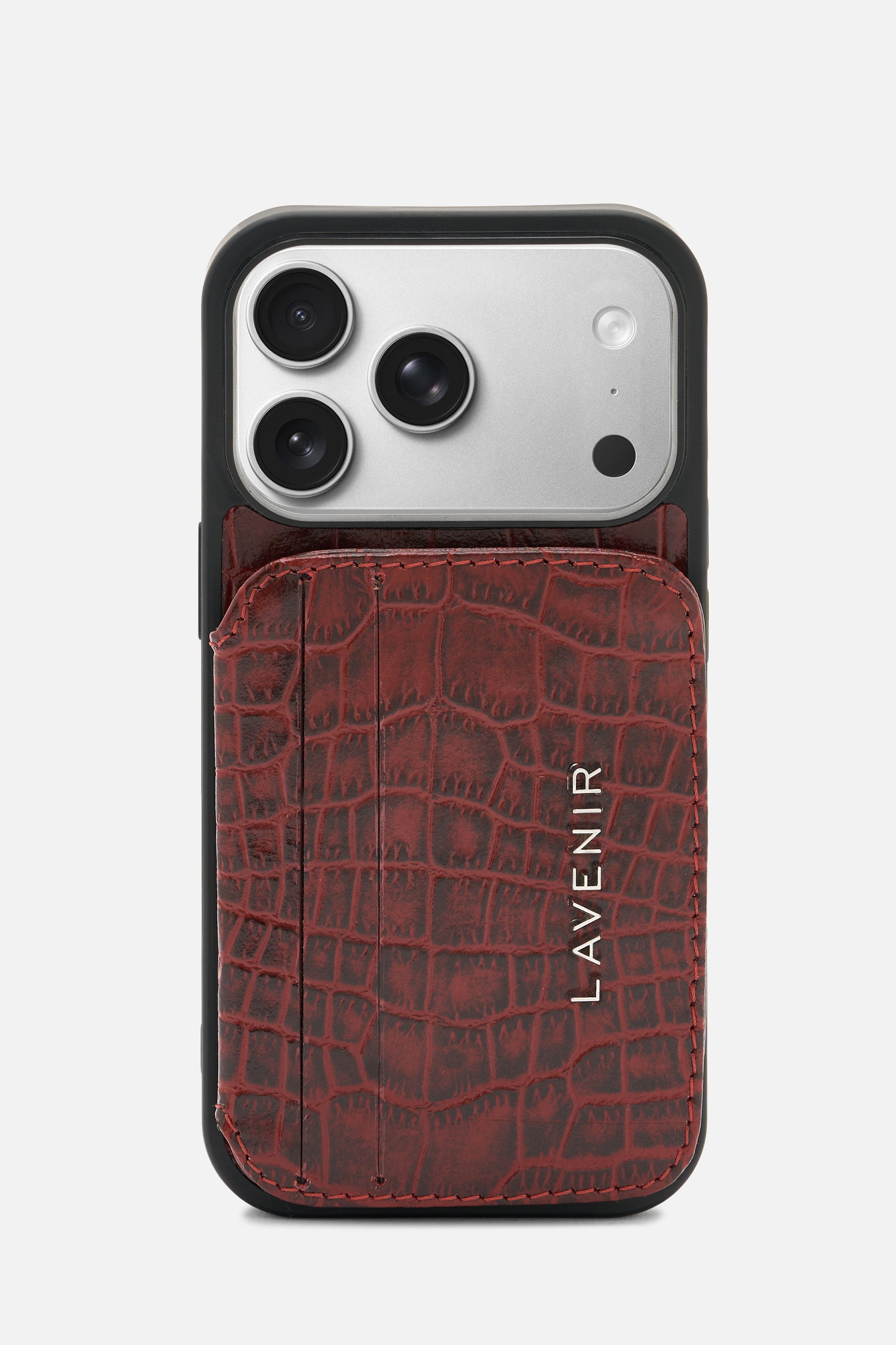 iPhone Croco Card Wallet Case - Red Potting Soil