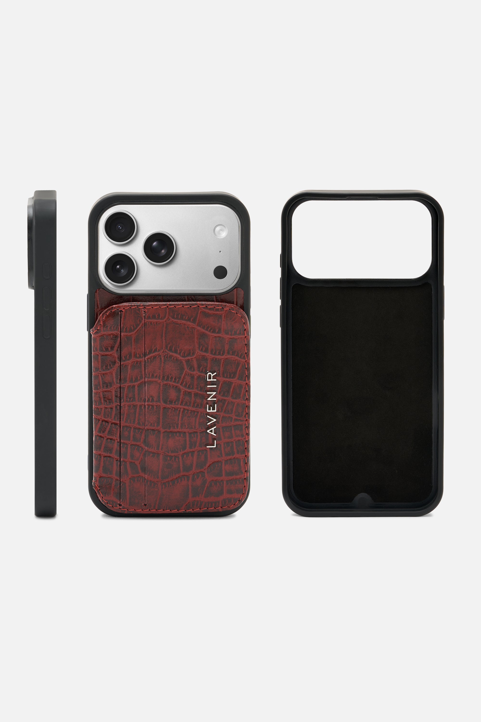 iPhone Croco Card Wallet Case - Red Potting Soil