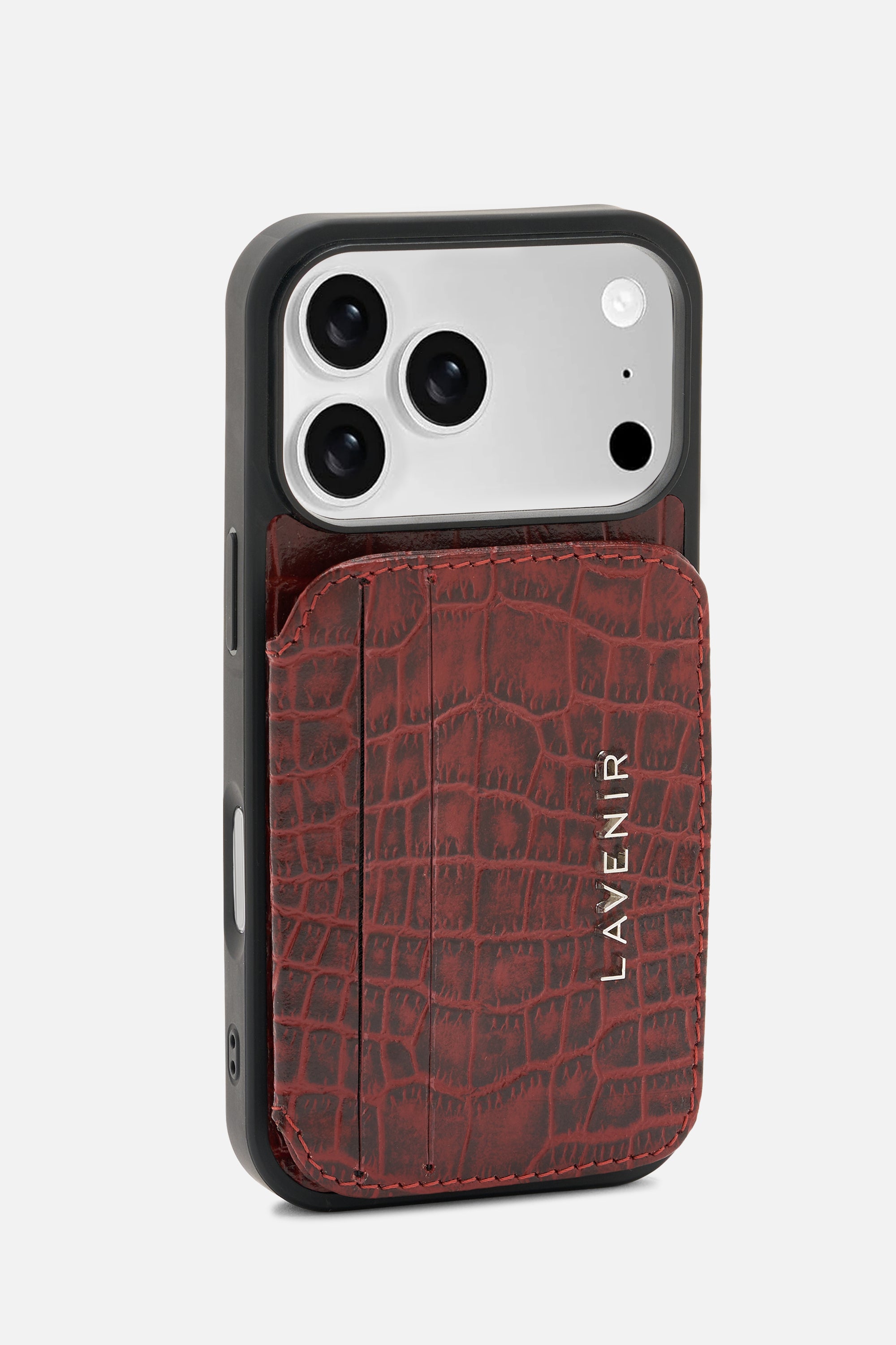 iPhone Croco Card Wallet Case - Red Potting Soil