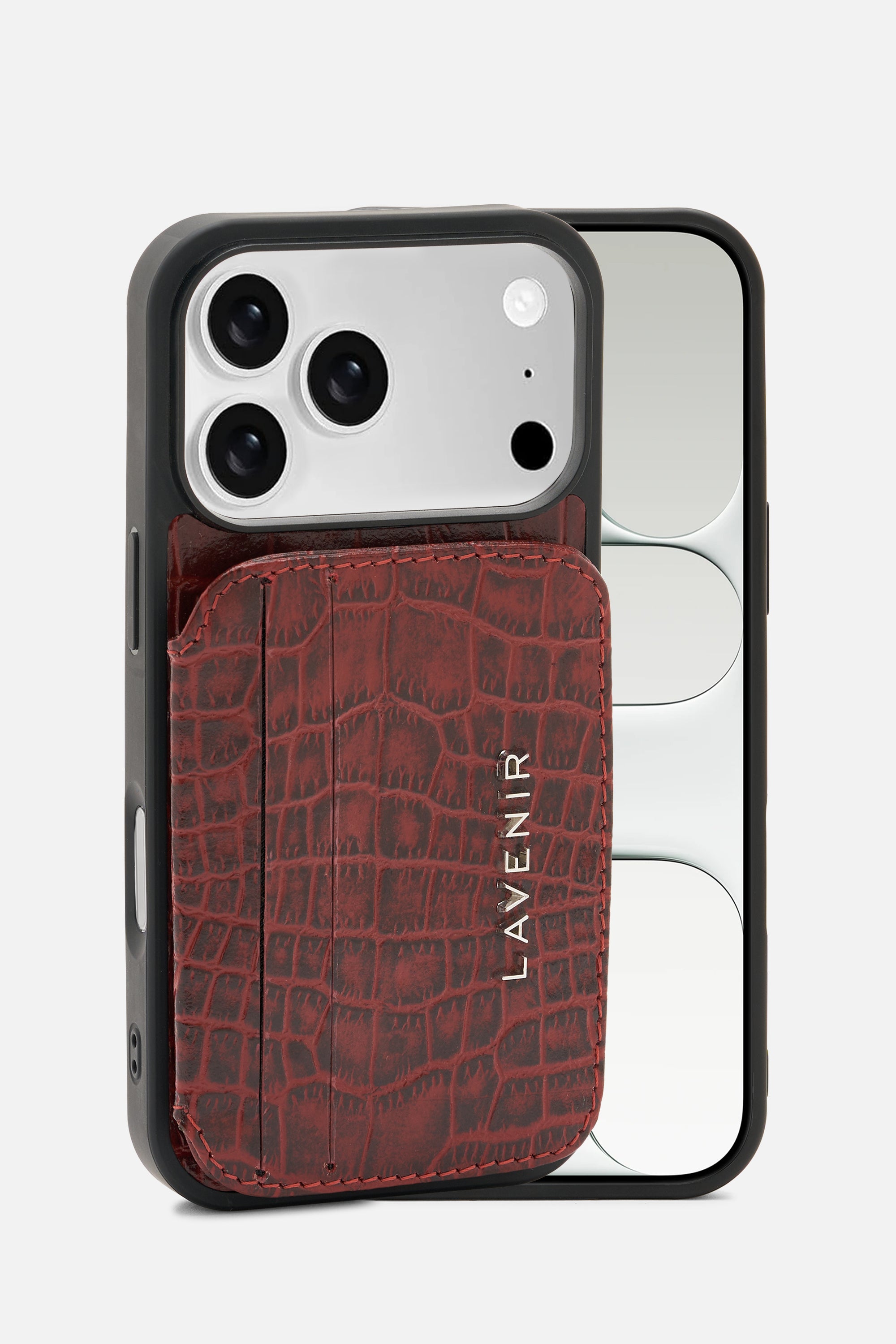 iPhone Croco Card Wallet Case - Red Potting Soil