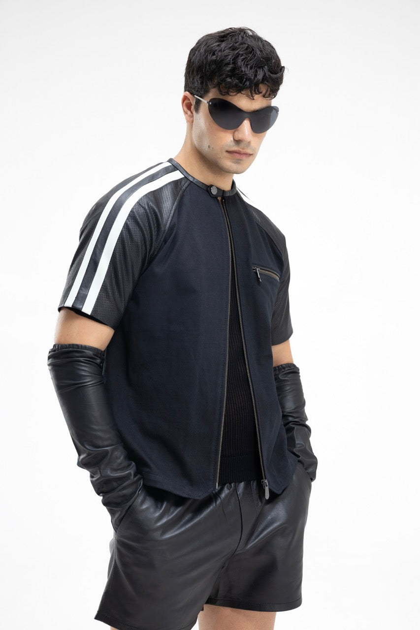 Drift – Leather Sleeve Zip Shirt