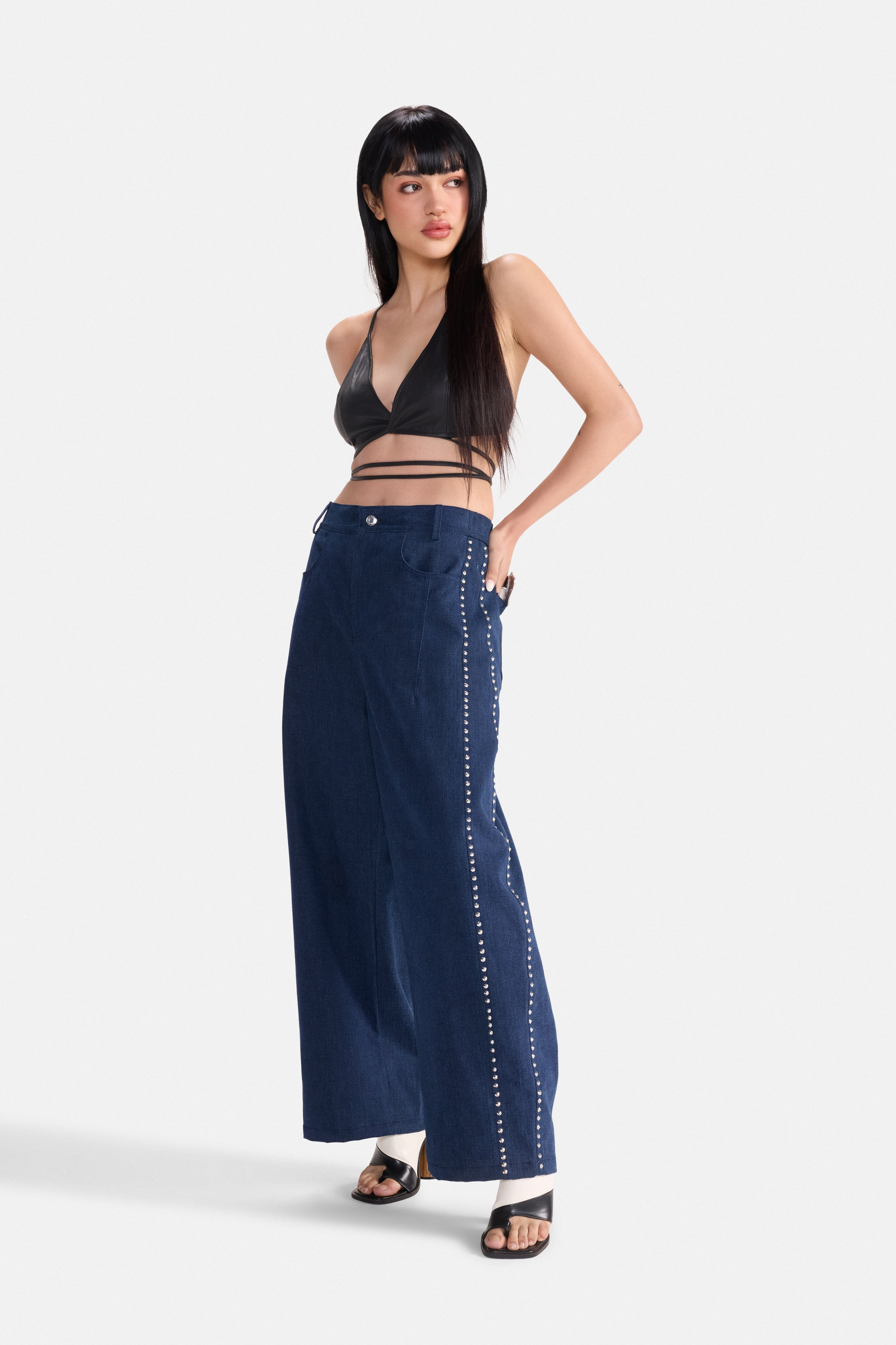 SHARP – Studded Wide-Leg Pants