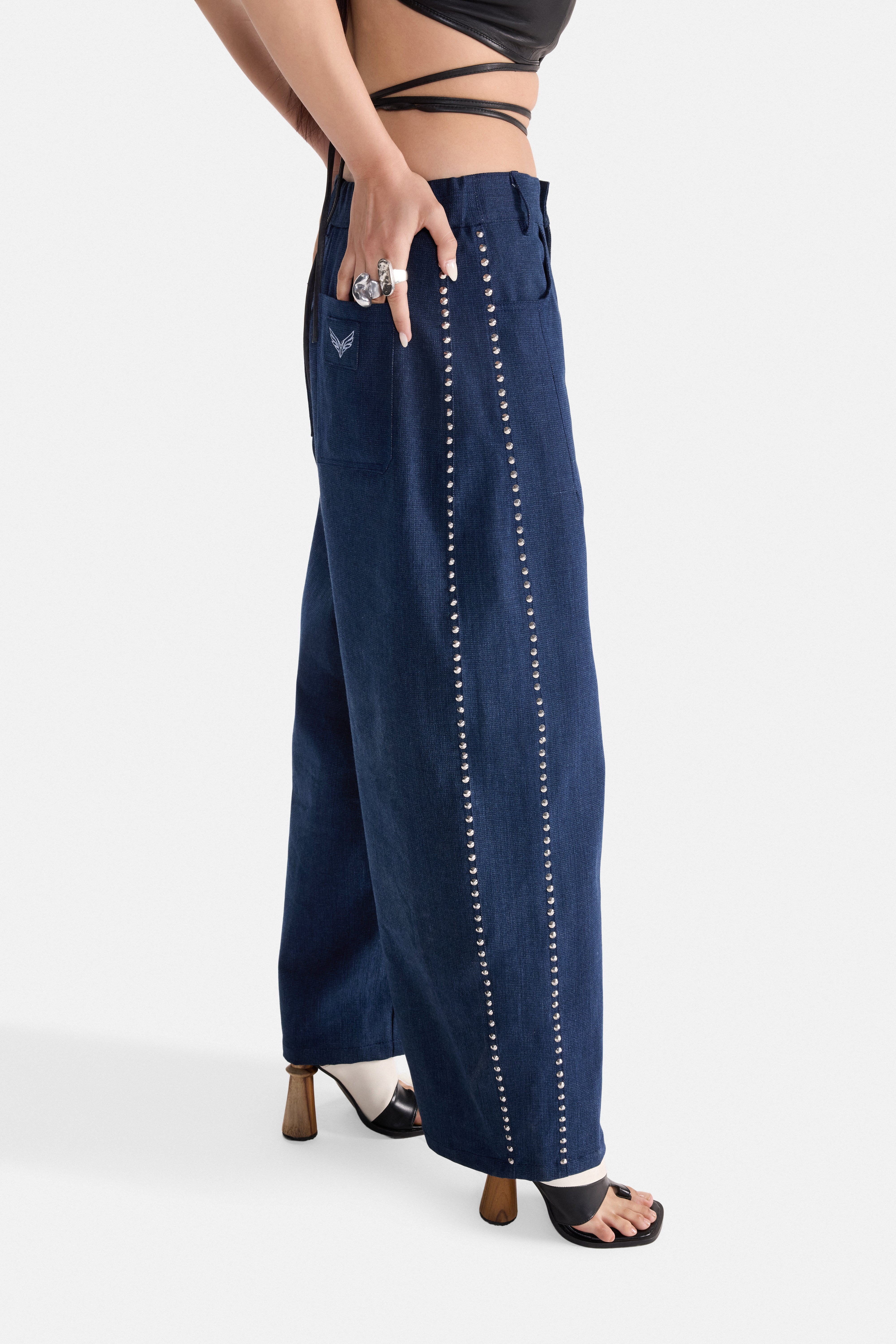 SHARP – Studded Wide-Leg Pants