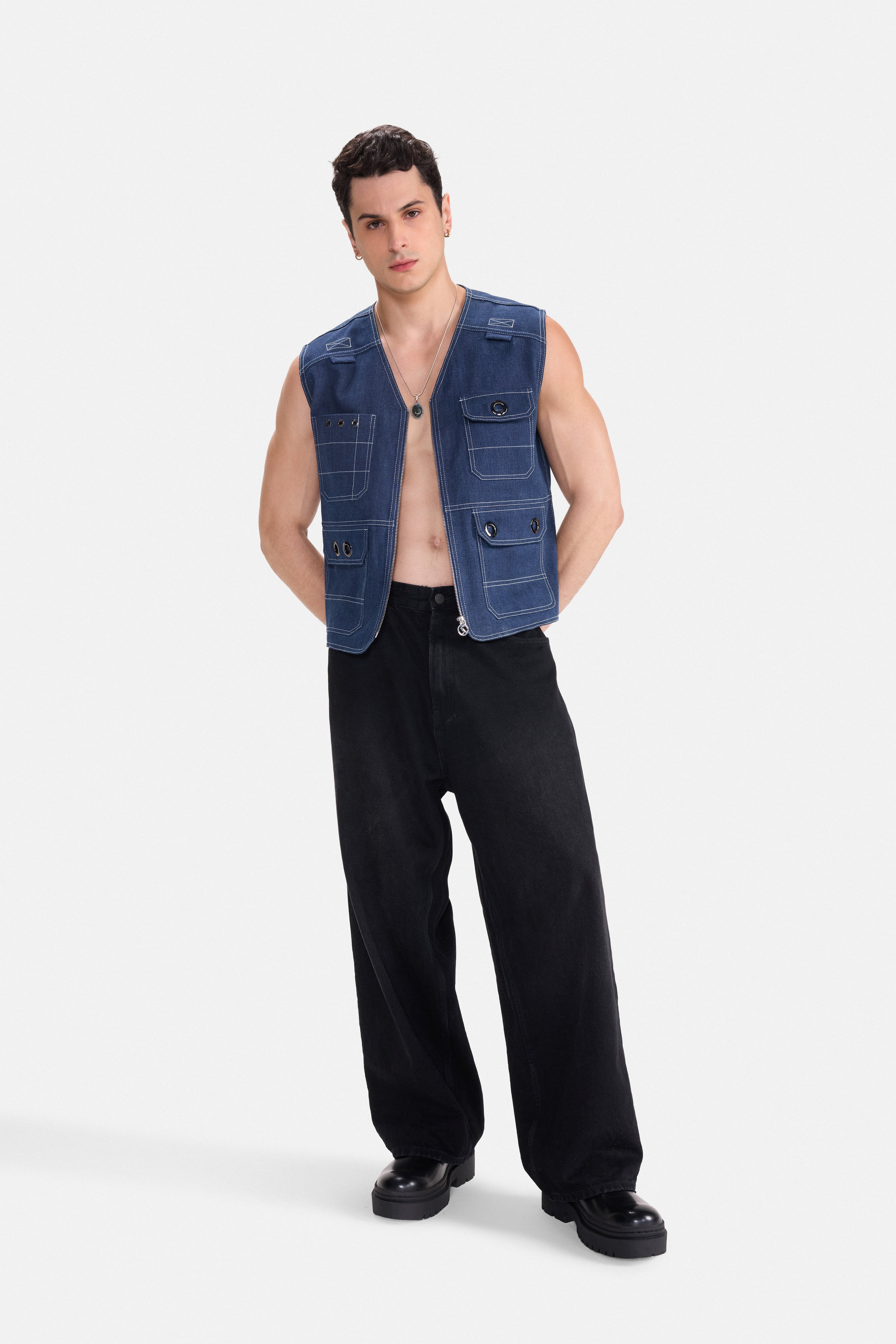 RIOT - DENIM UTILITY GILET
